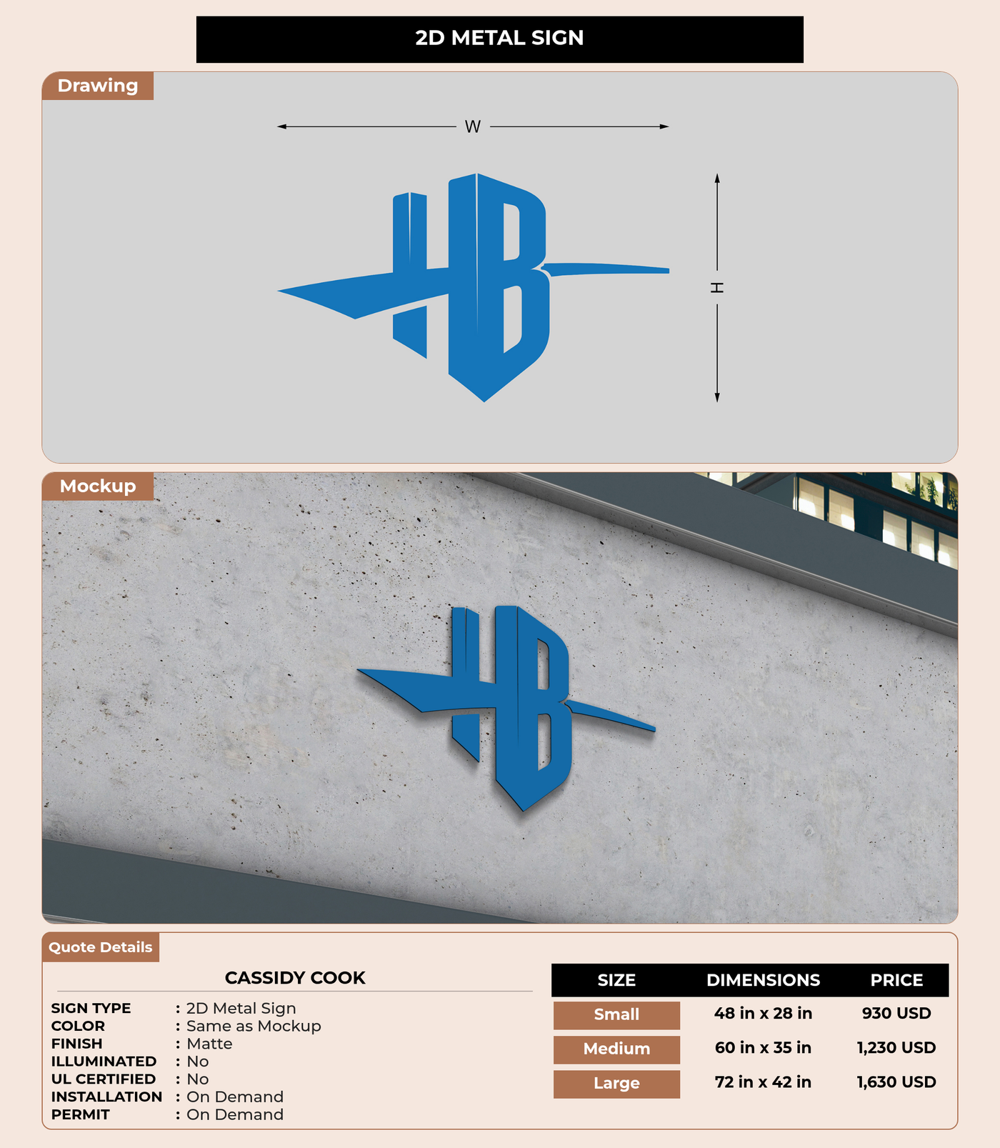 CUSTOM MOCKUP SIGN FOR Cassidy Cook