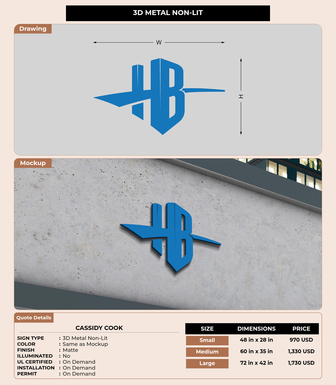 CUSTOM MOCKUP SIGN FOR Cassidy Cook