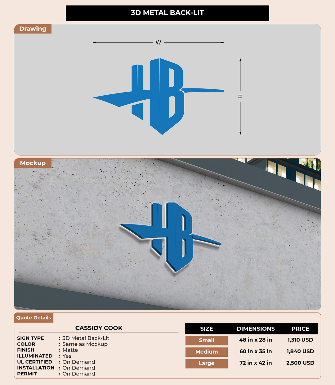 CUSTOM MOCKUP SIGN FOR Cassidy Cook