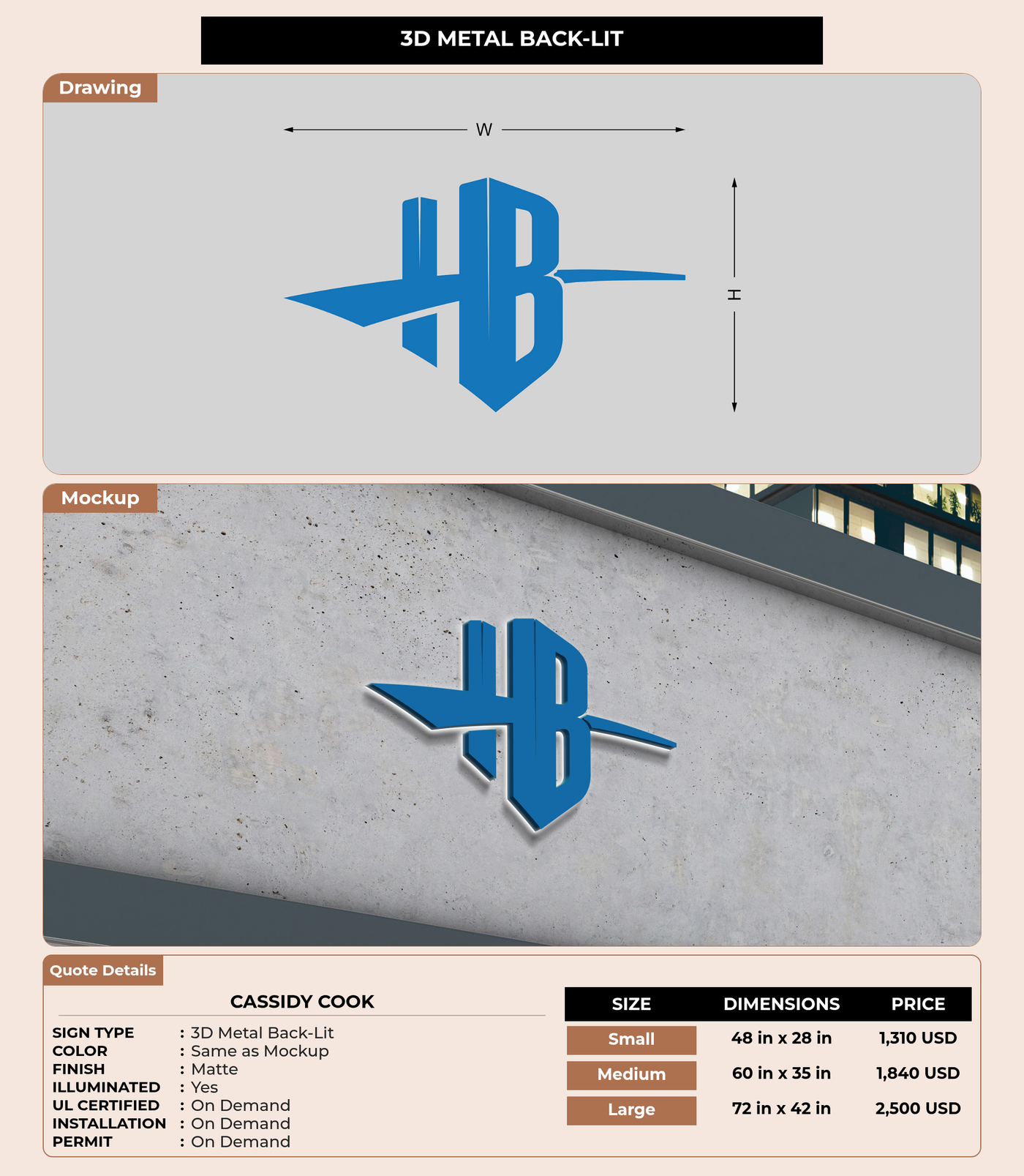 CUSTOM MOCKUP SIGN FOR Cassidy Cook