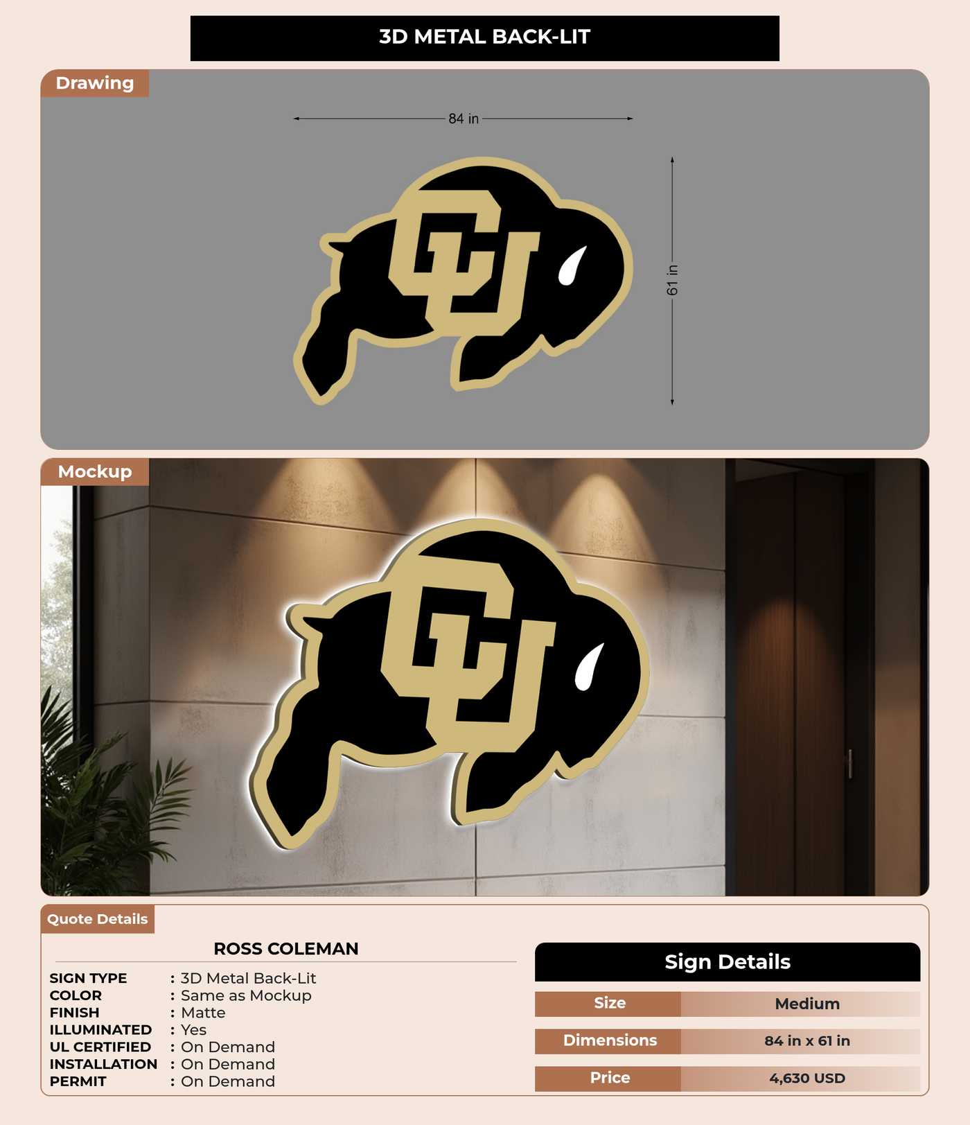 CUSTOM MOCKUP SIGN FOR Ross Coleman