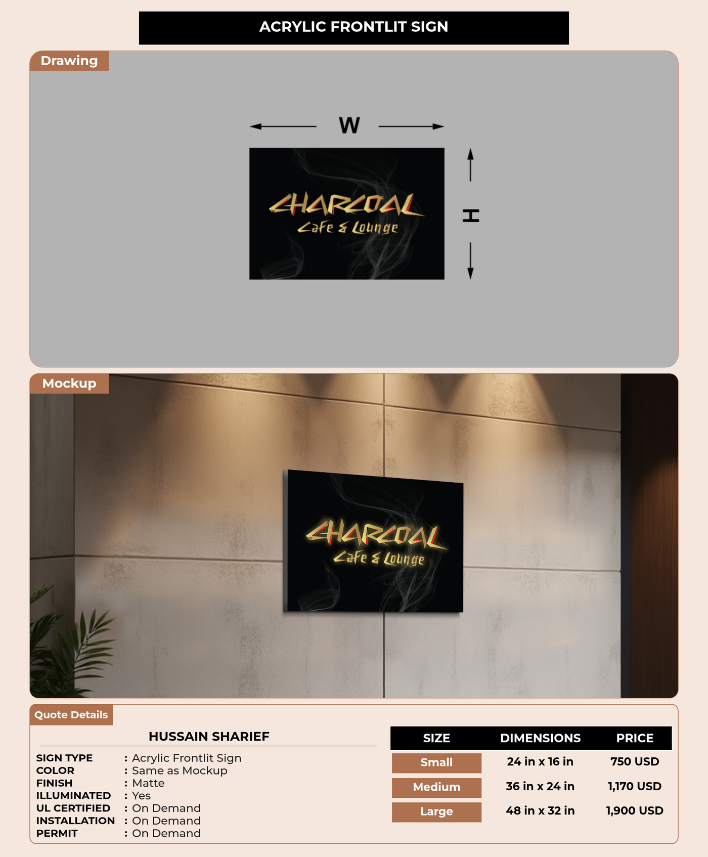 CUSTOM MOCKUP SIGN FOR Hussain Sharief
