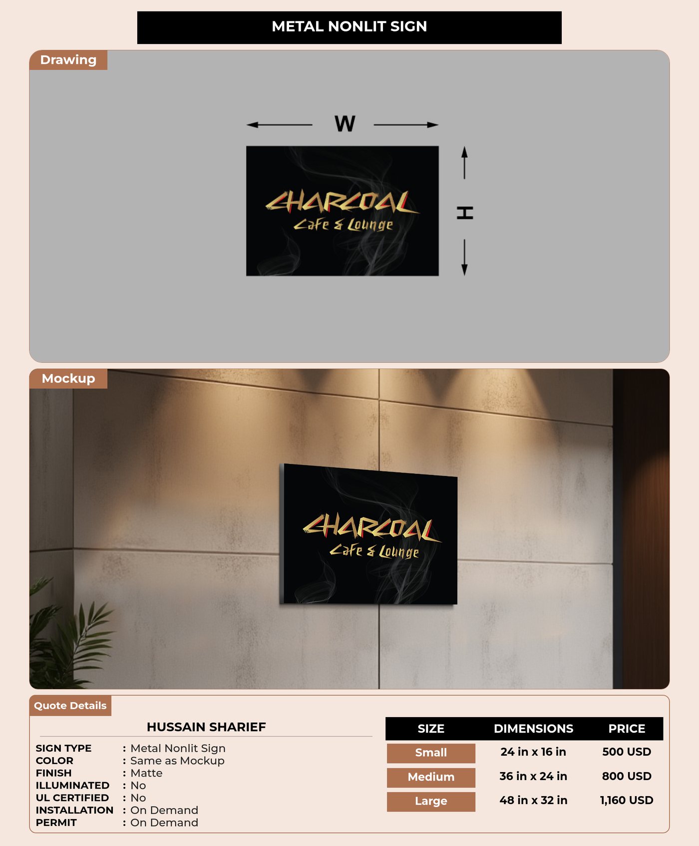 CUSTOM MOCKUP SIGN FOR Hussain Sharief