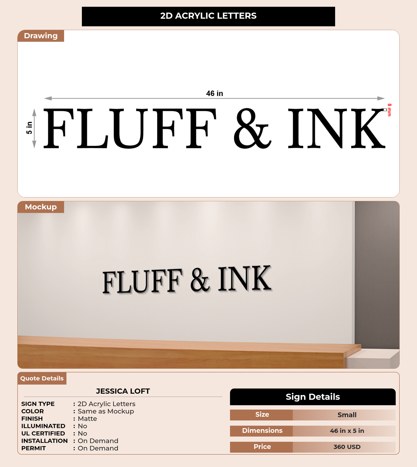 CUSTOM MOCKUP SIGN FOR Jessica Loft