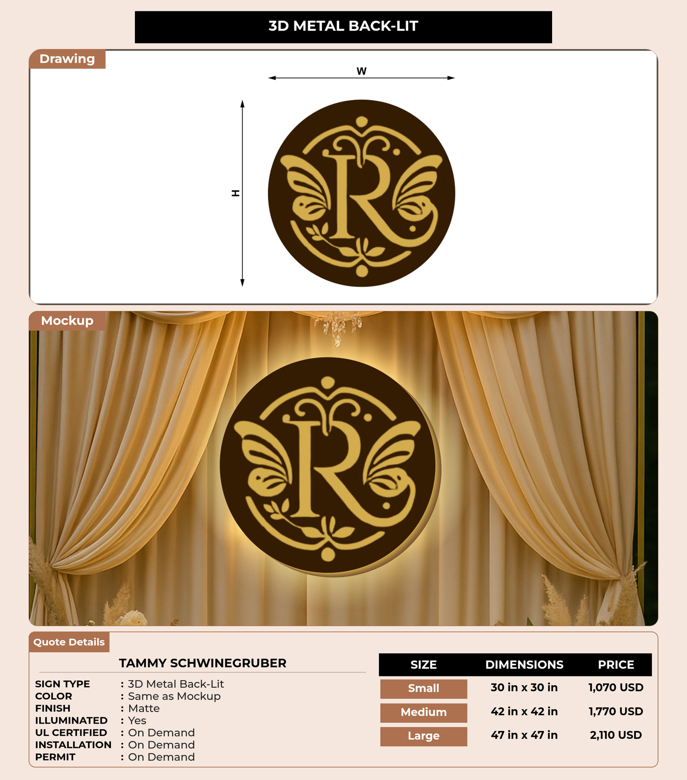 CUSTOM MOCKUP SIGN FOR Tammy Schwinegruber