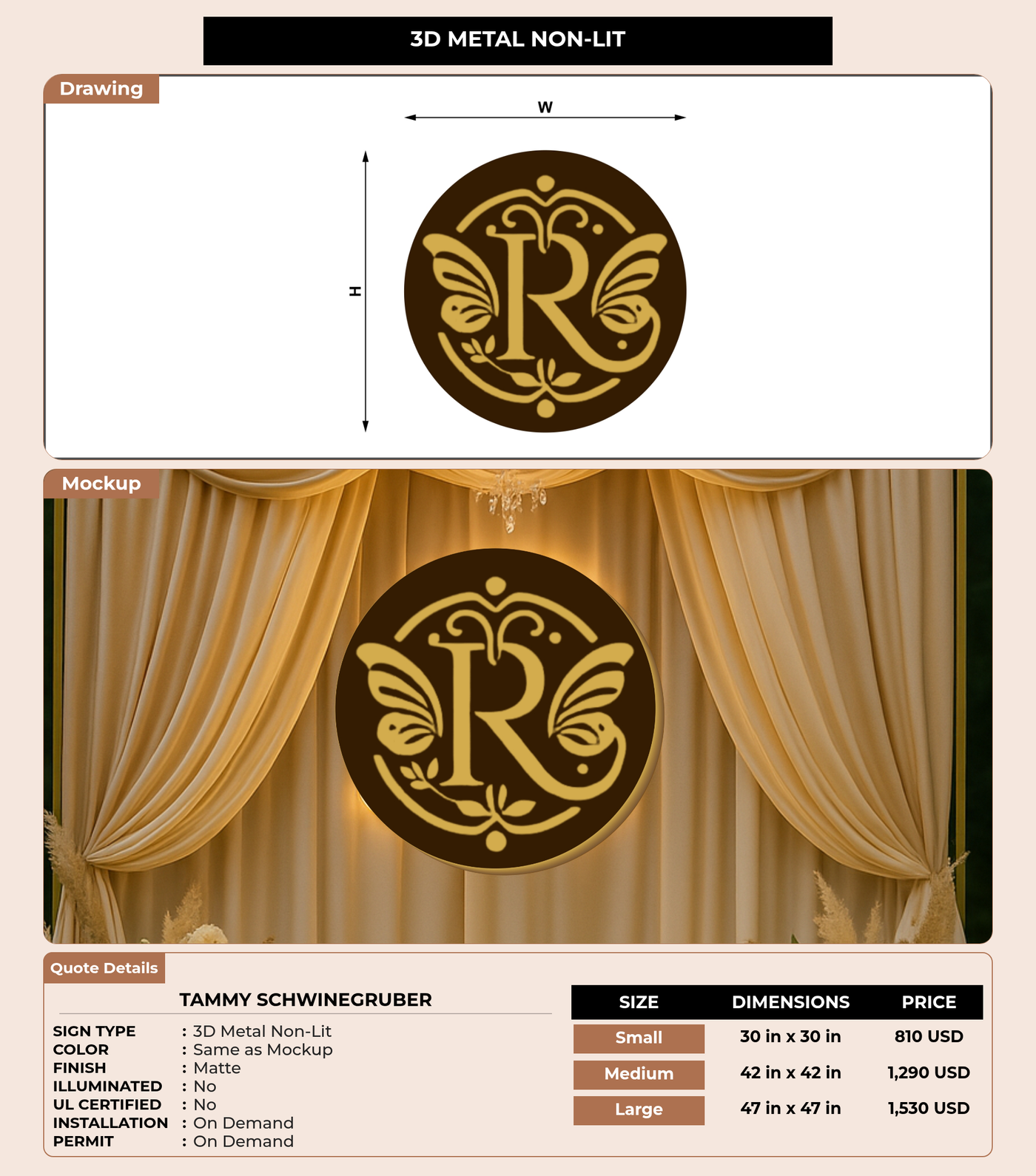 CUSTOM MOCKUP SIGN FOR Tammy Schwinegruber