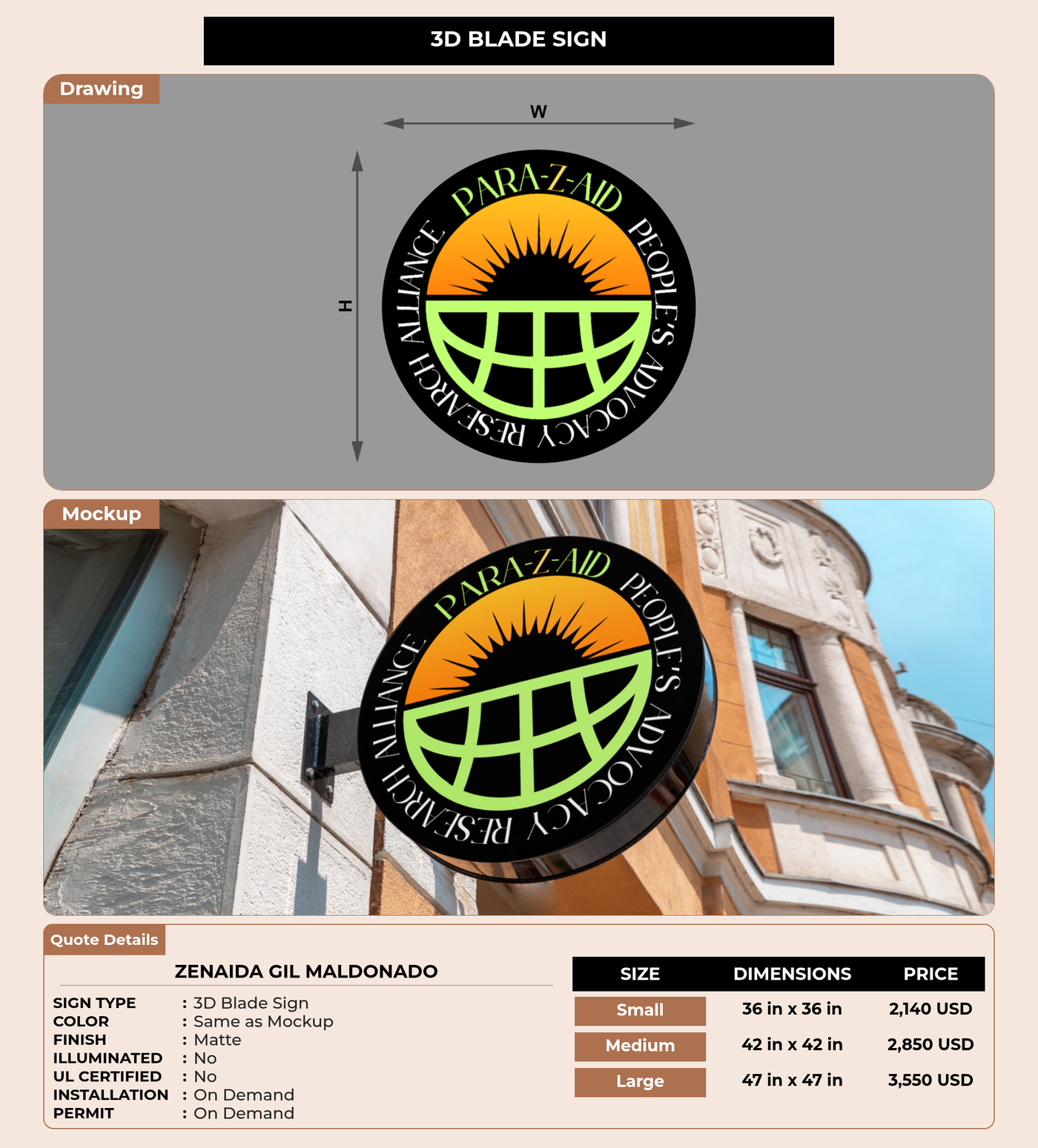 CUSTOM MOCKUP SIGN FOR Zenaida Gil Maldonado