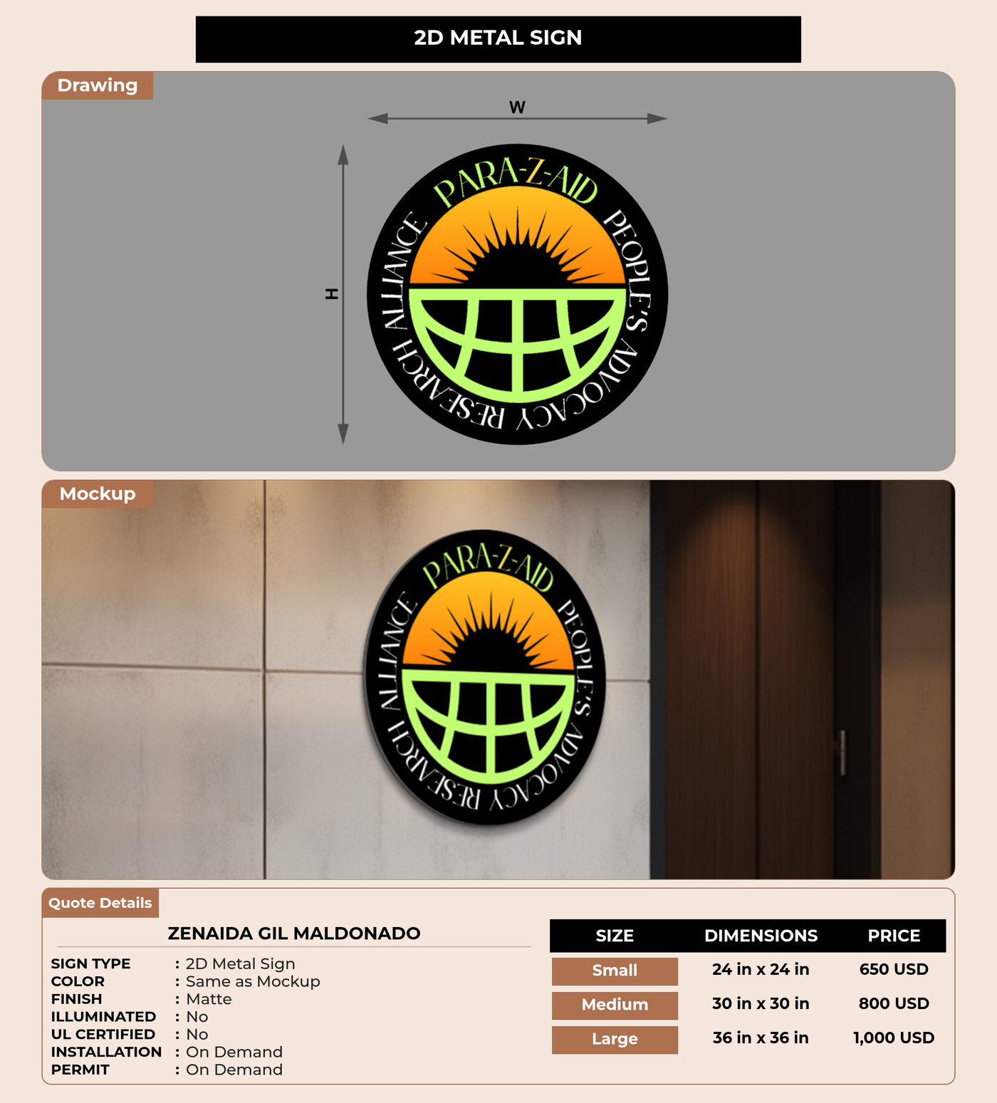 CUSTOM MOCKUP SIGN FOR Zenaida Gil Maldonado