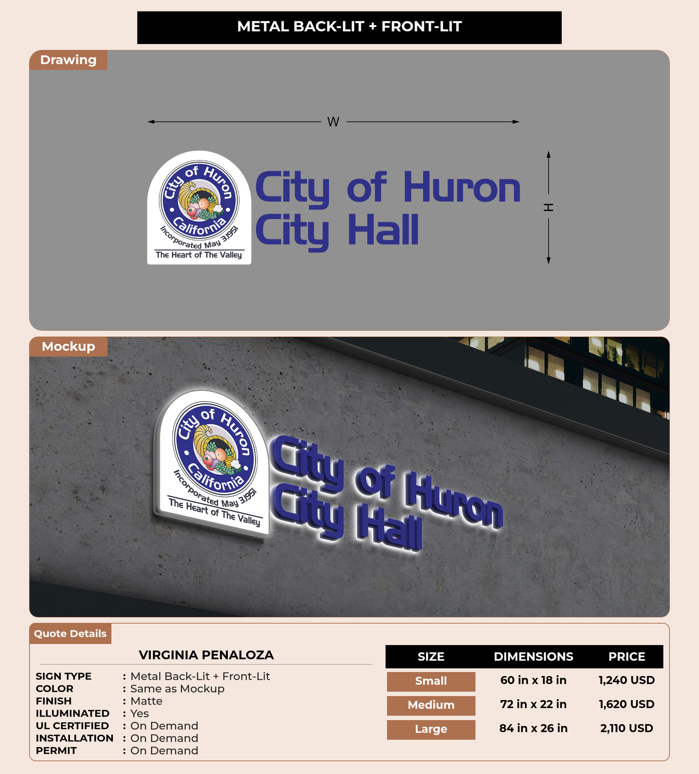 CUSTOM MOCKUP SIGN FOR Virginia Penaloza