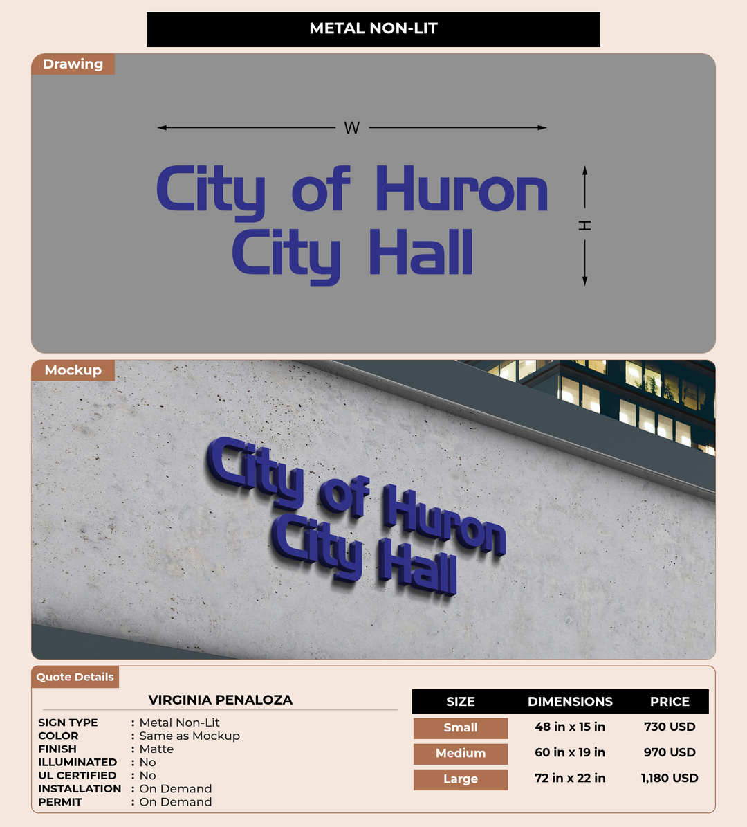 CUSTOM MOCKUP SIGN FOR Virginia Penaloza