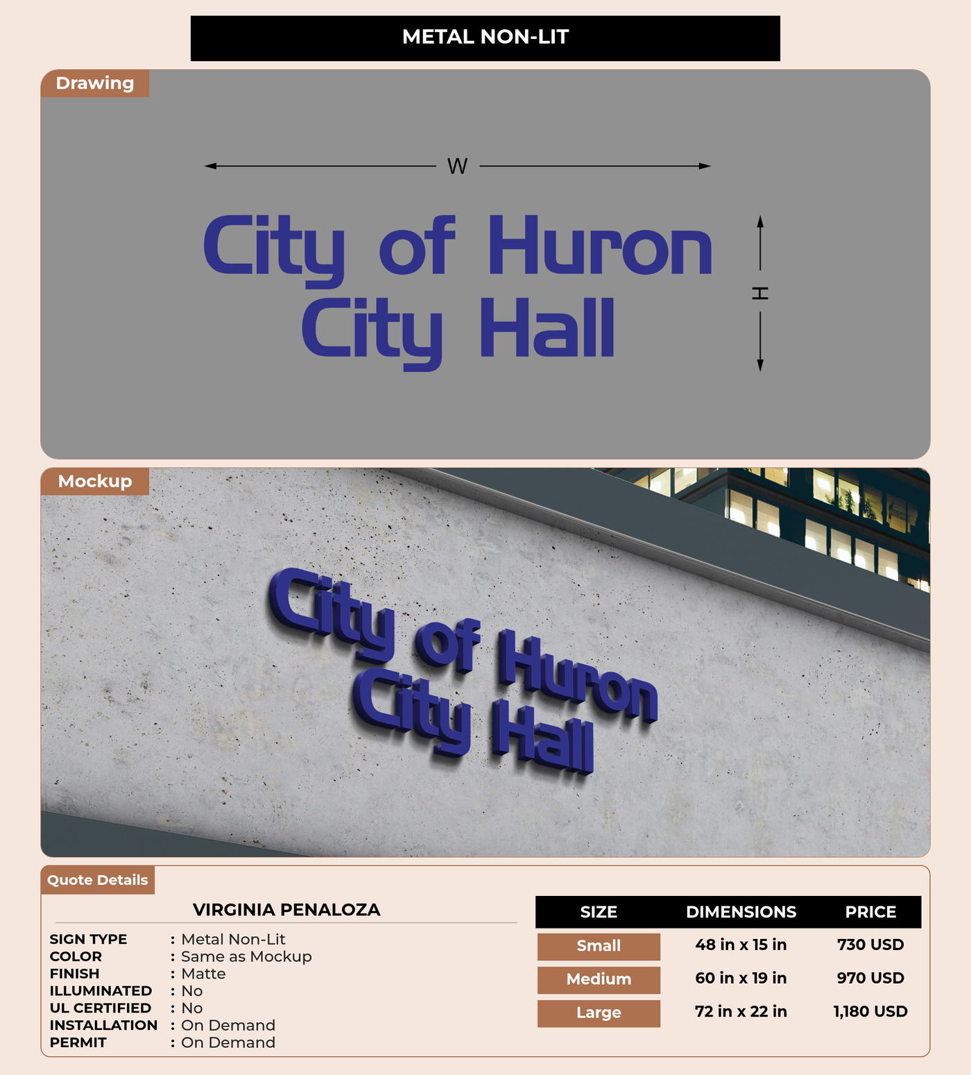 CUSTOM MOCKUP SIGN FOR Virginia Penaloza