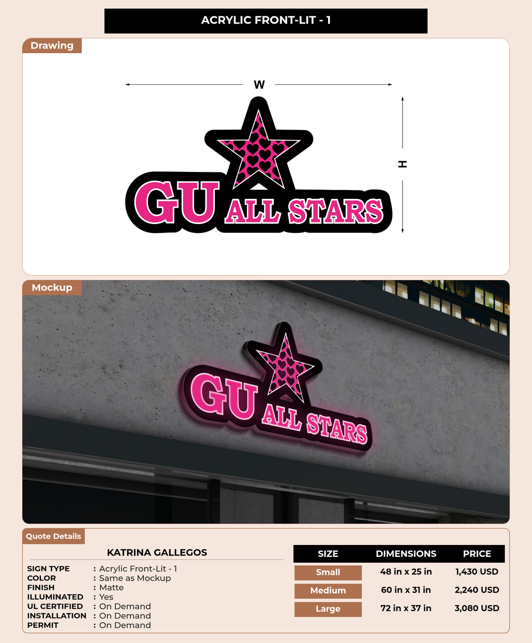 CUSTOM MOCKUP SIGN FOR Katrina Gallegos