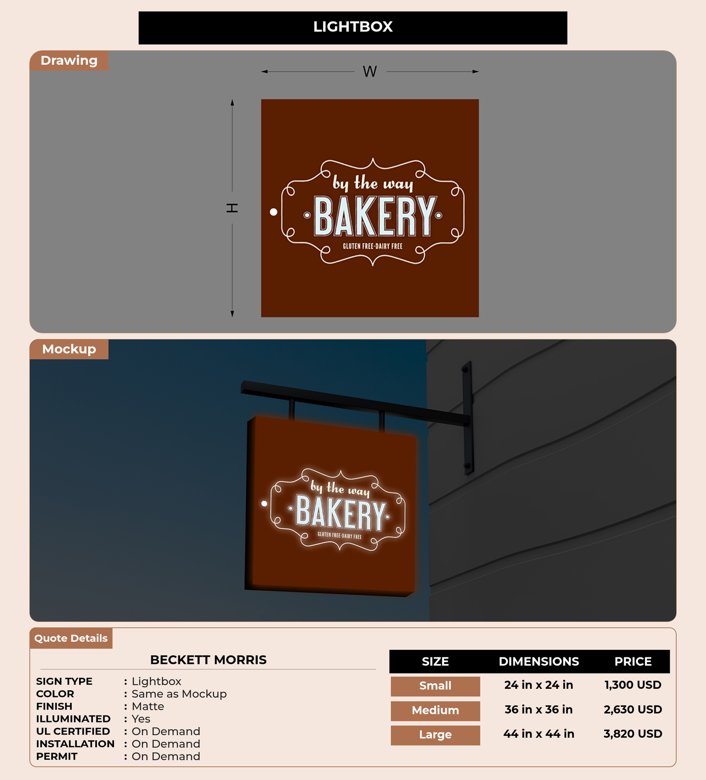 CUSTOM MOCKUP SIGN FOR Beckett Morris