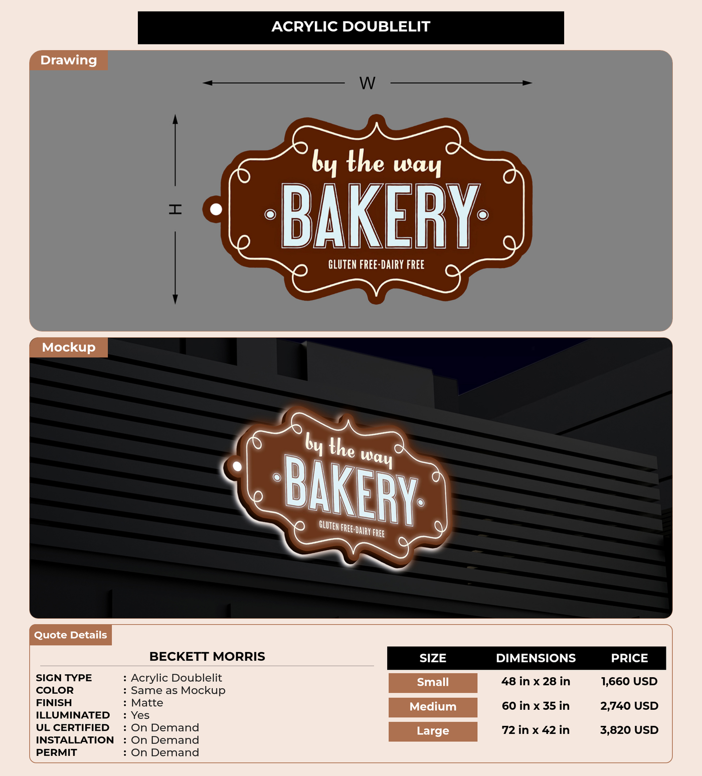 CUSTOM MOCKUP SIGN FOR Beckett Morris