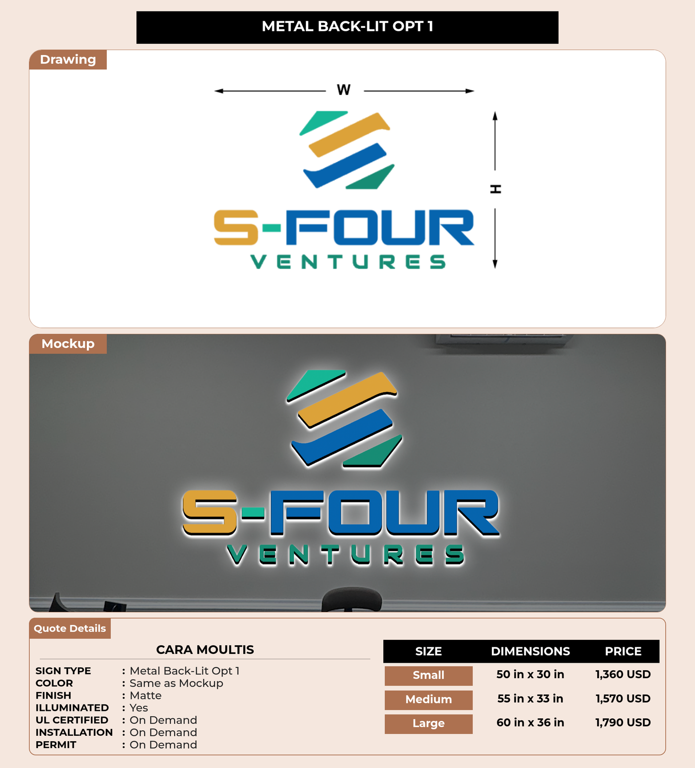 CUSTOM MOCKUP SIGN FOR Cara Moultis