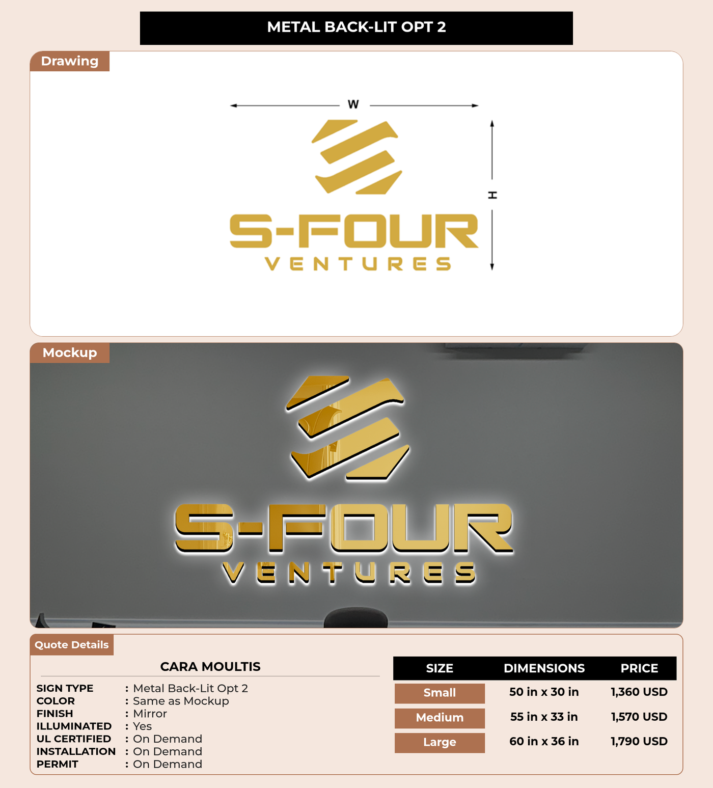 CUSTOM MOCKUP SIGN FOR Cara Moultis