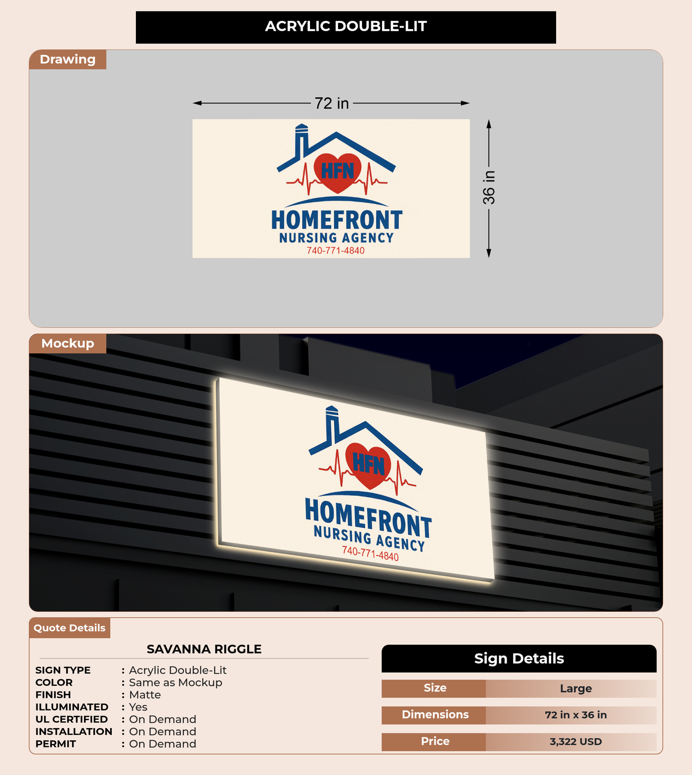 CUSTOM MOCKUP SIGN FOR Savanna Riggle
