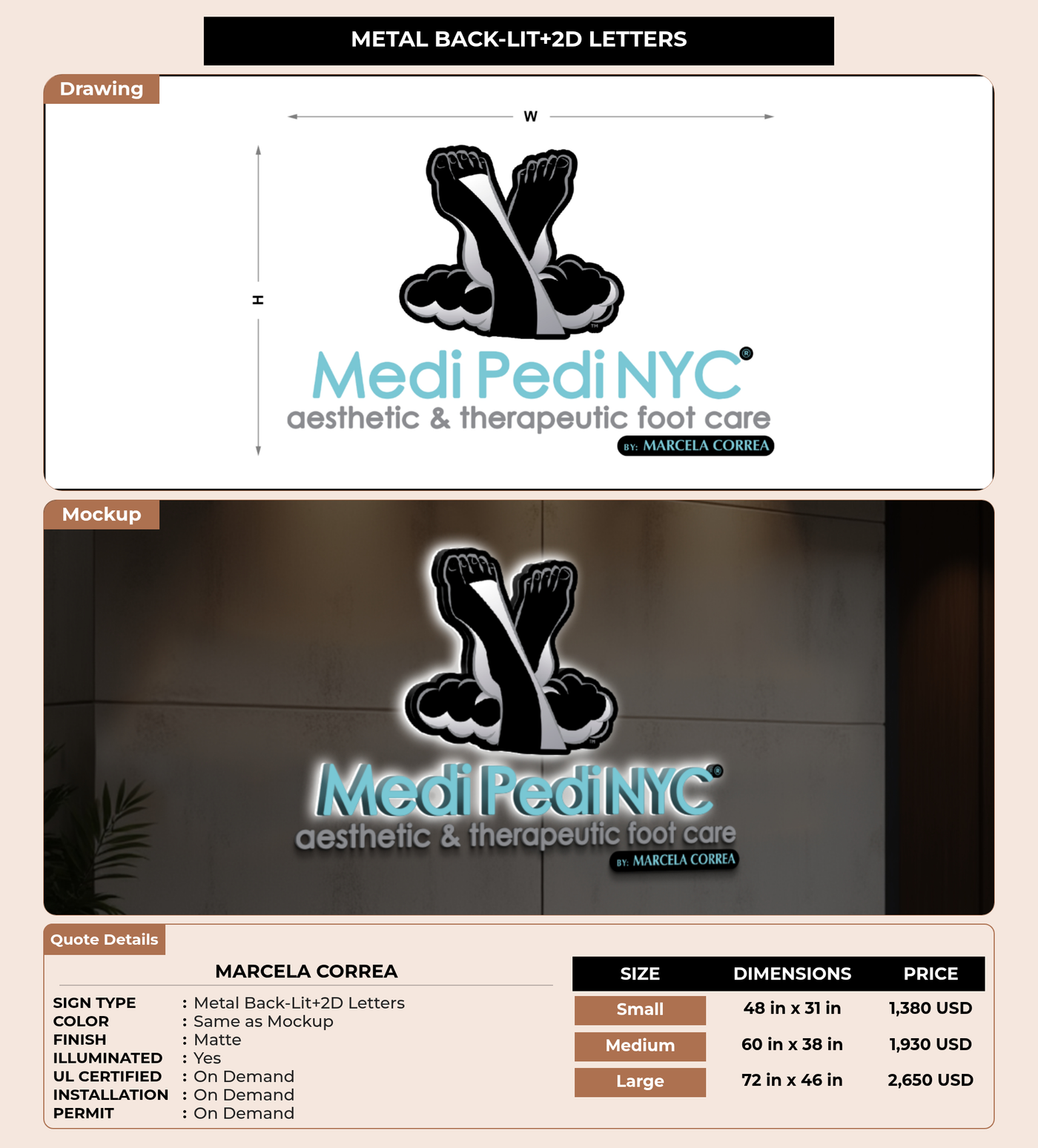 CUSTOM MOCKUP SIGN FOR Marcela Correa