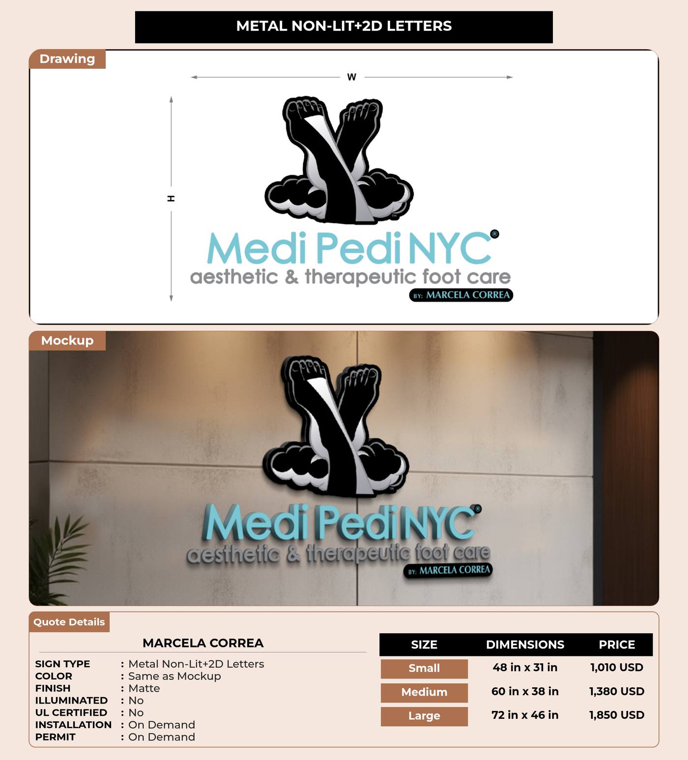 CUSTOM MOCKUP SIGN FOR Marcela Correa