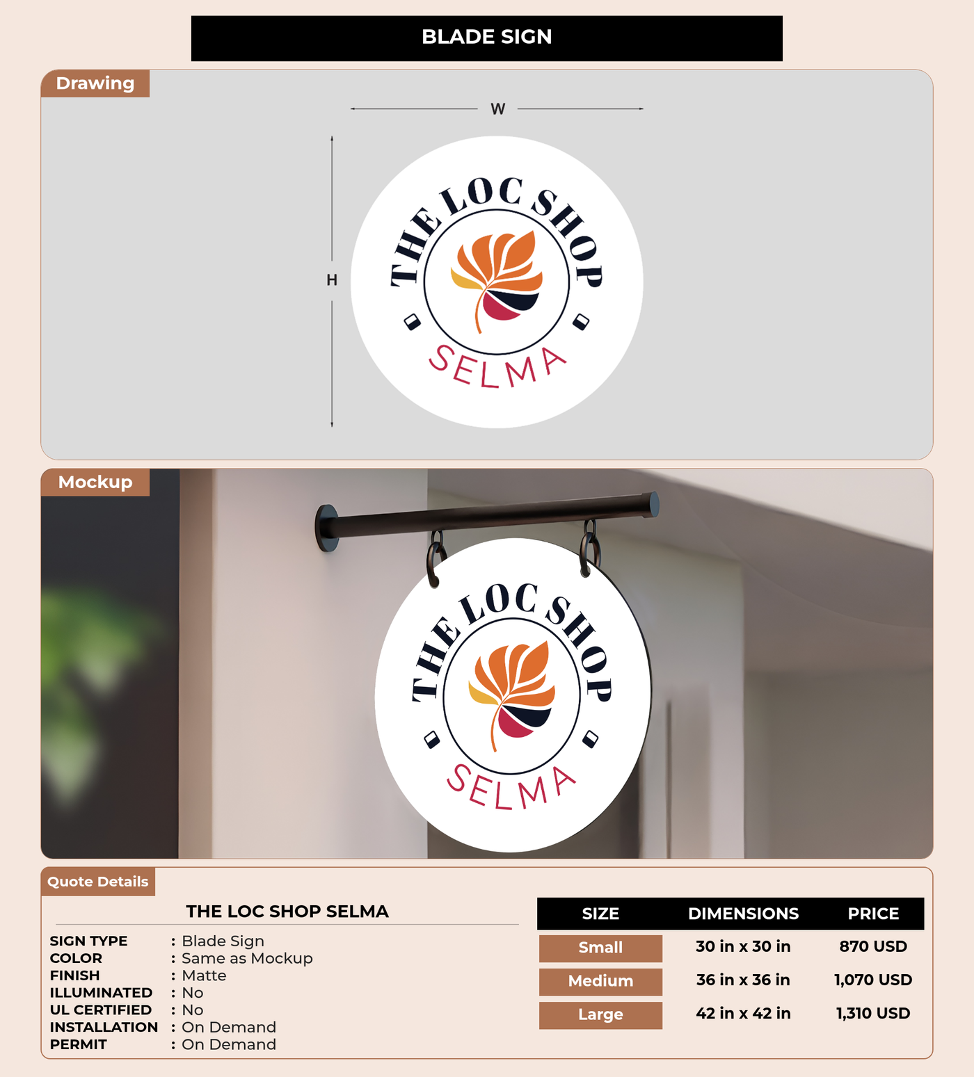 CUSTOM MOCKUP SIGN FOR The Loc Shop Selma