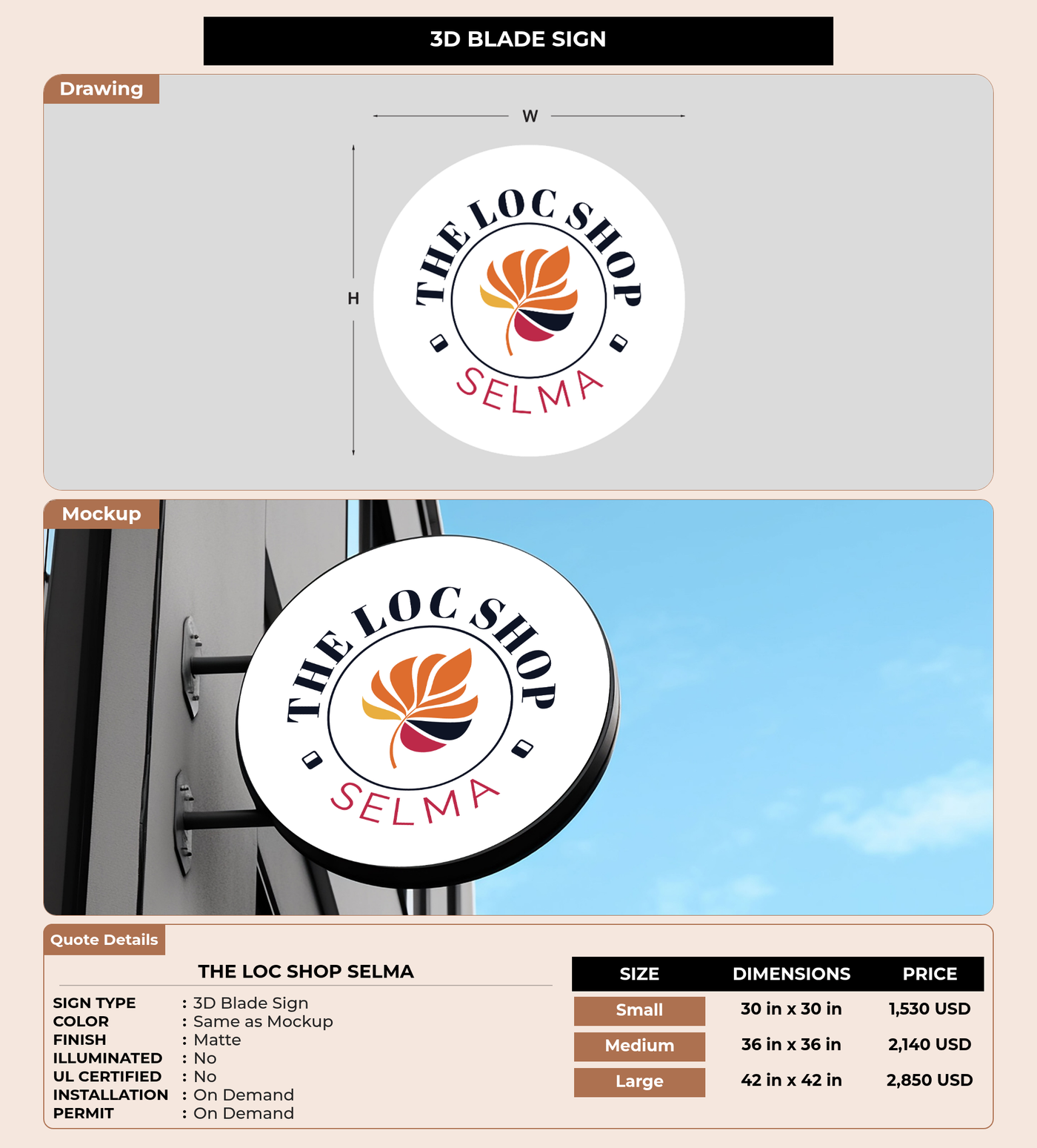 CUSTOM MOCKUP SIGN FOR The Loc Shop Selma