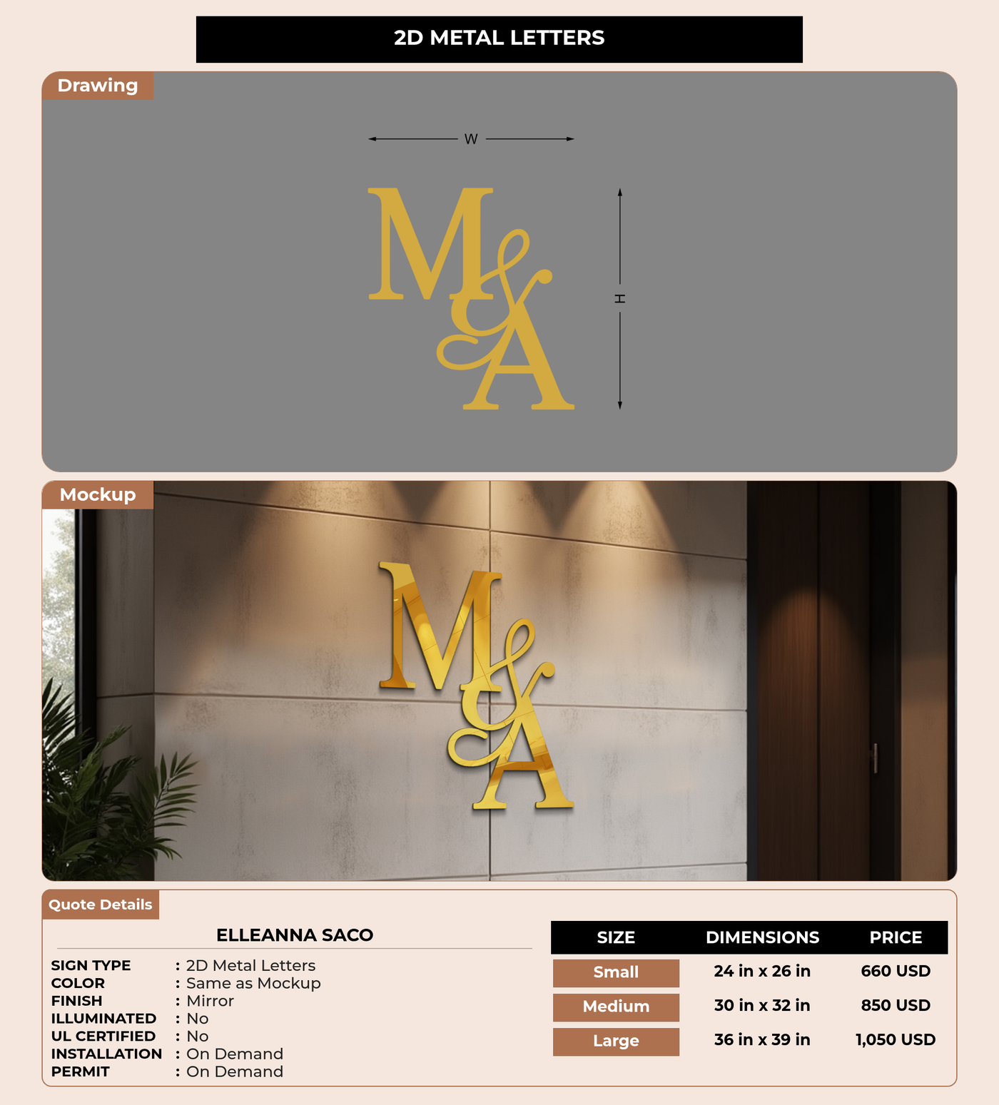CUSTOM MOCKUP SIGN FOR Elleanna Saco