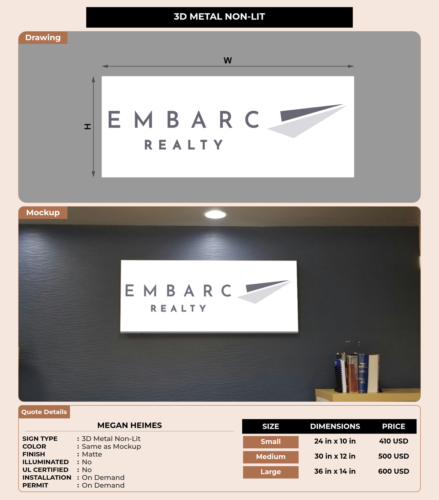 CUSTOM MOCKUP SIGN FOR Megan Heimes