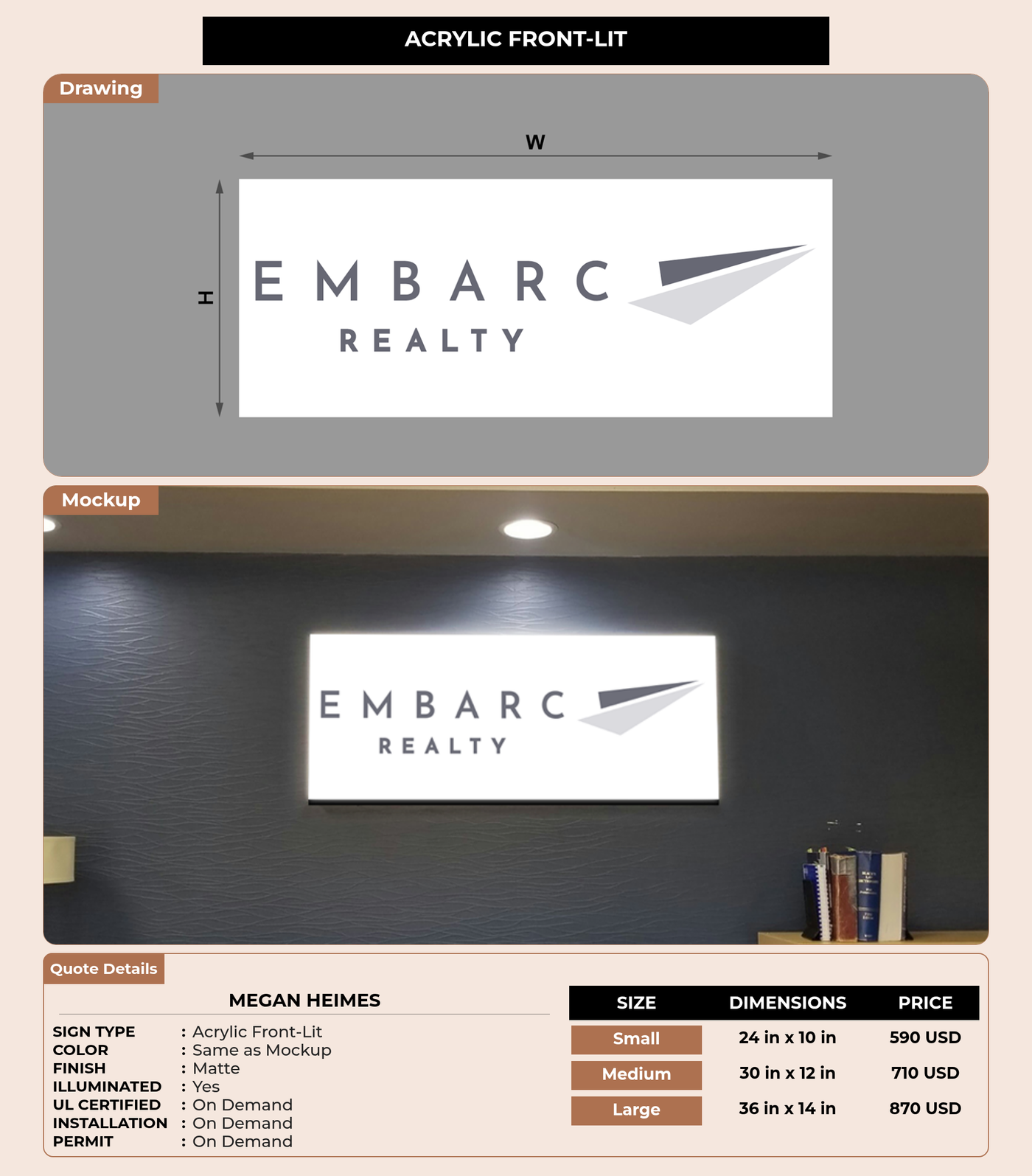 CUSTOM MOCKUP SIGN FOR Megan Heimes