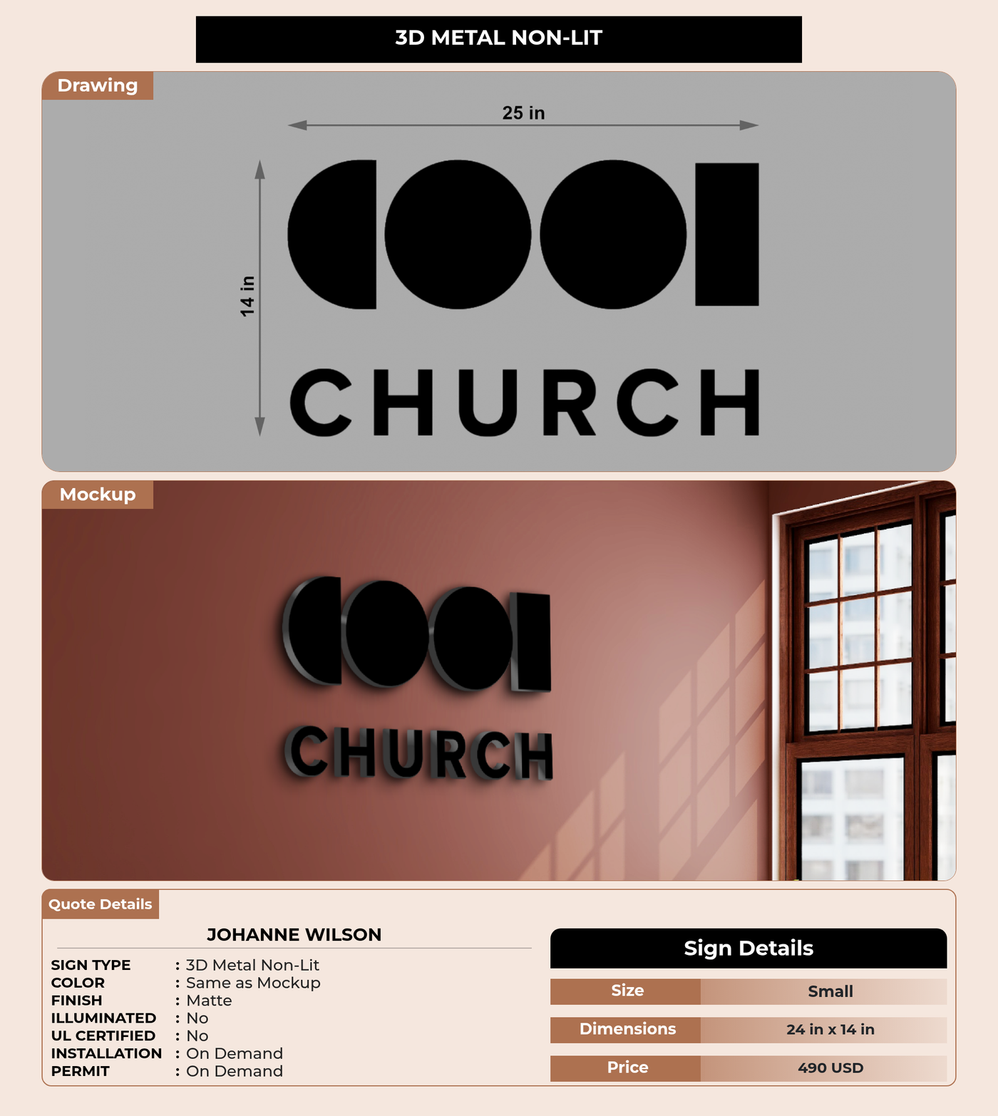 CUSTOM MOCKUP SIGN FOR Johanne Wilson