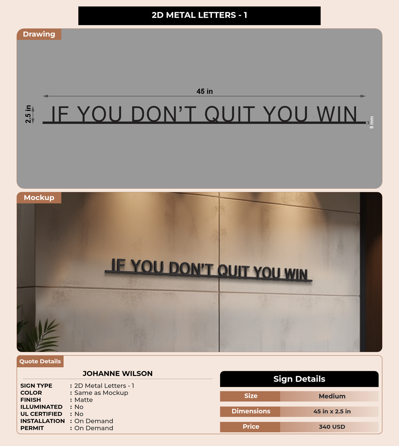 CUSTOM MOCKUP SIGN FOR Johanne Wilson