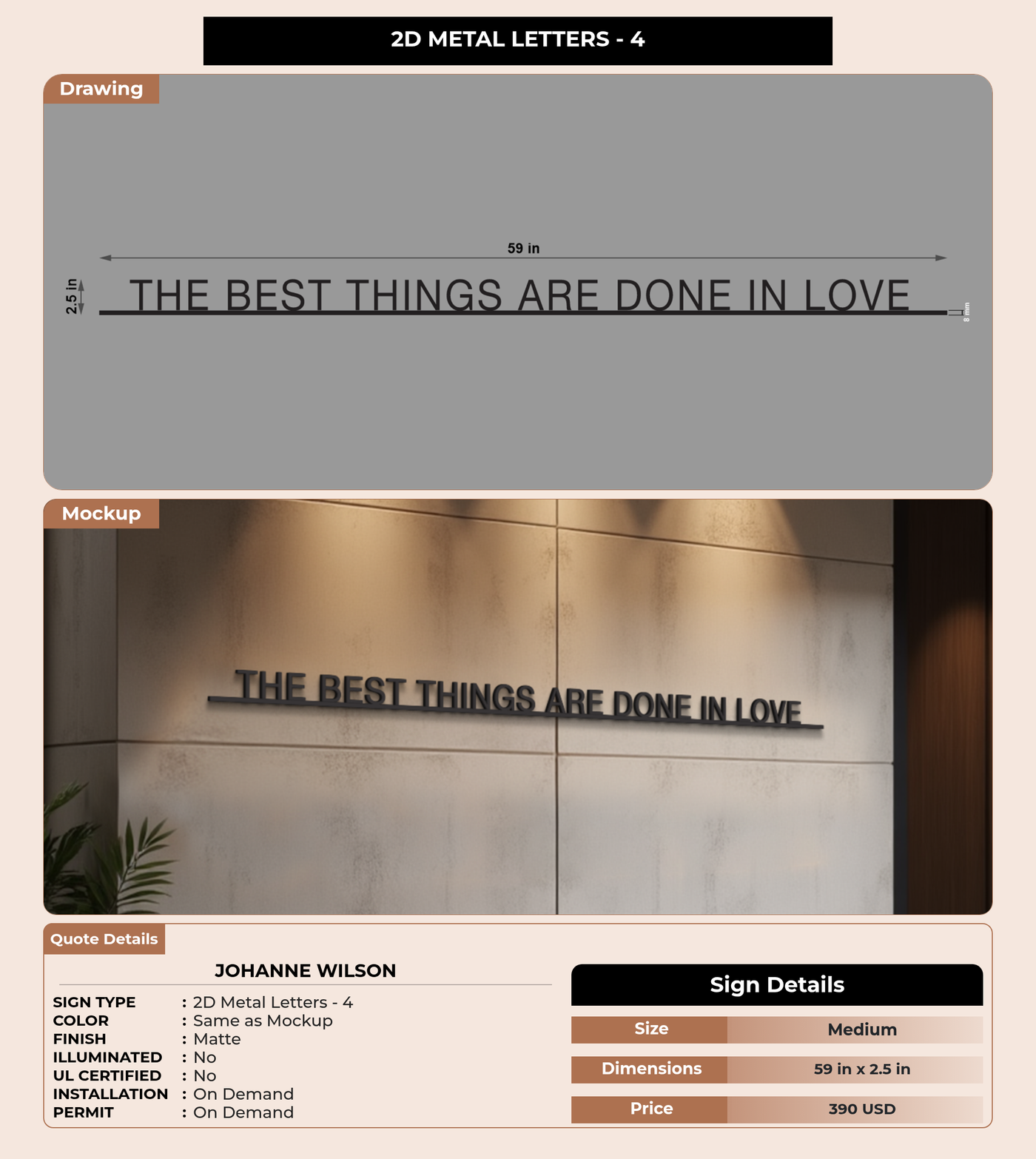 CUSTOM MOCKUP SIGN FOR Johanne Wilson