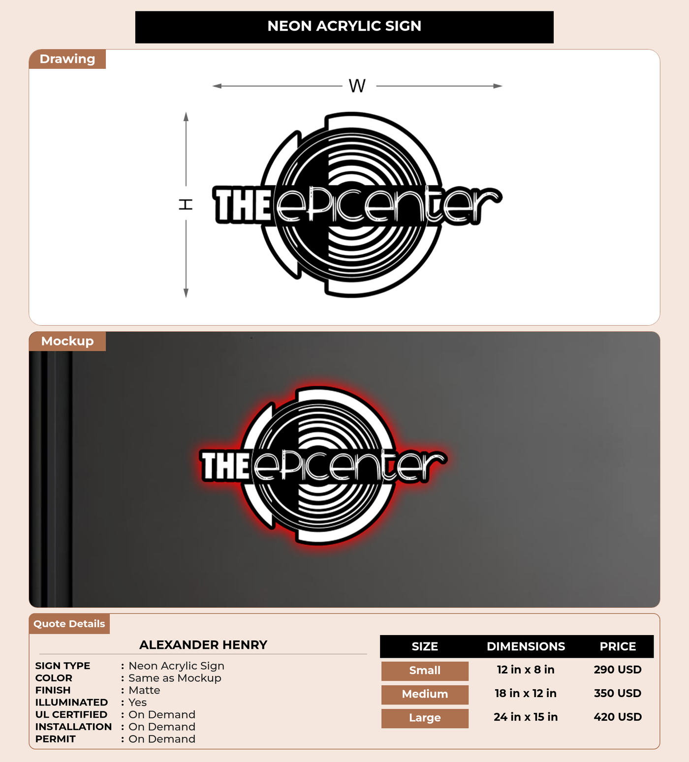 CUSTOM MOCKUP SIGN FOR Alexander Henry
