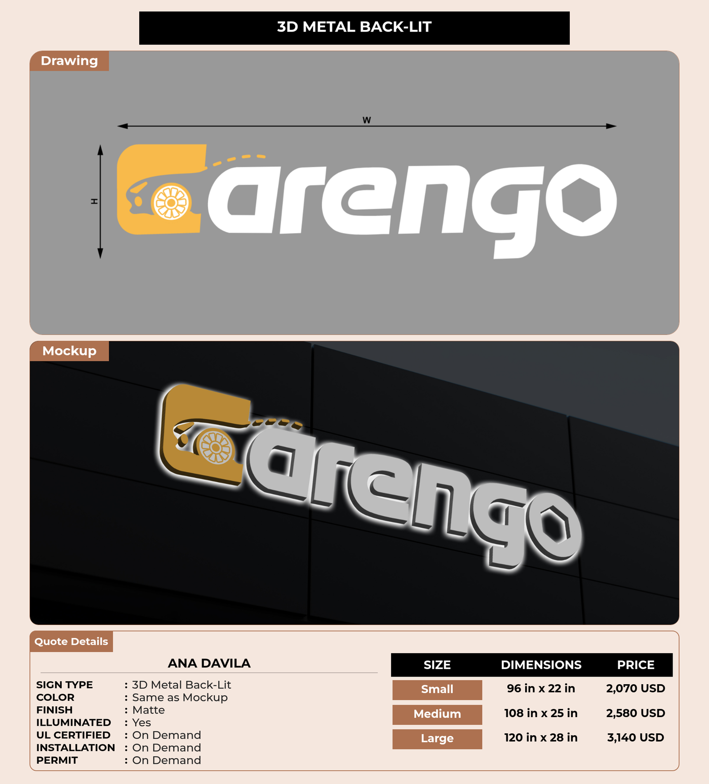 CUSTOM MOCKUP SIGN FOR ana davila