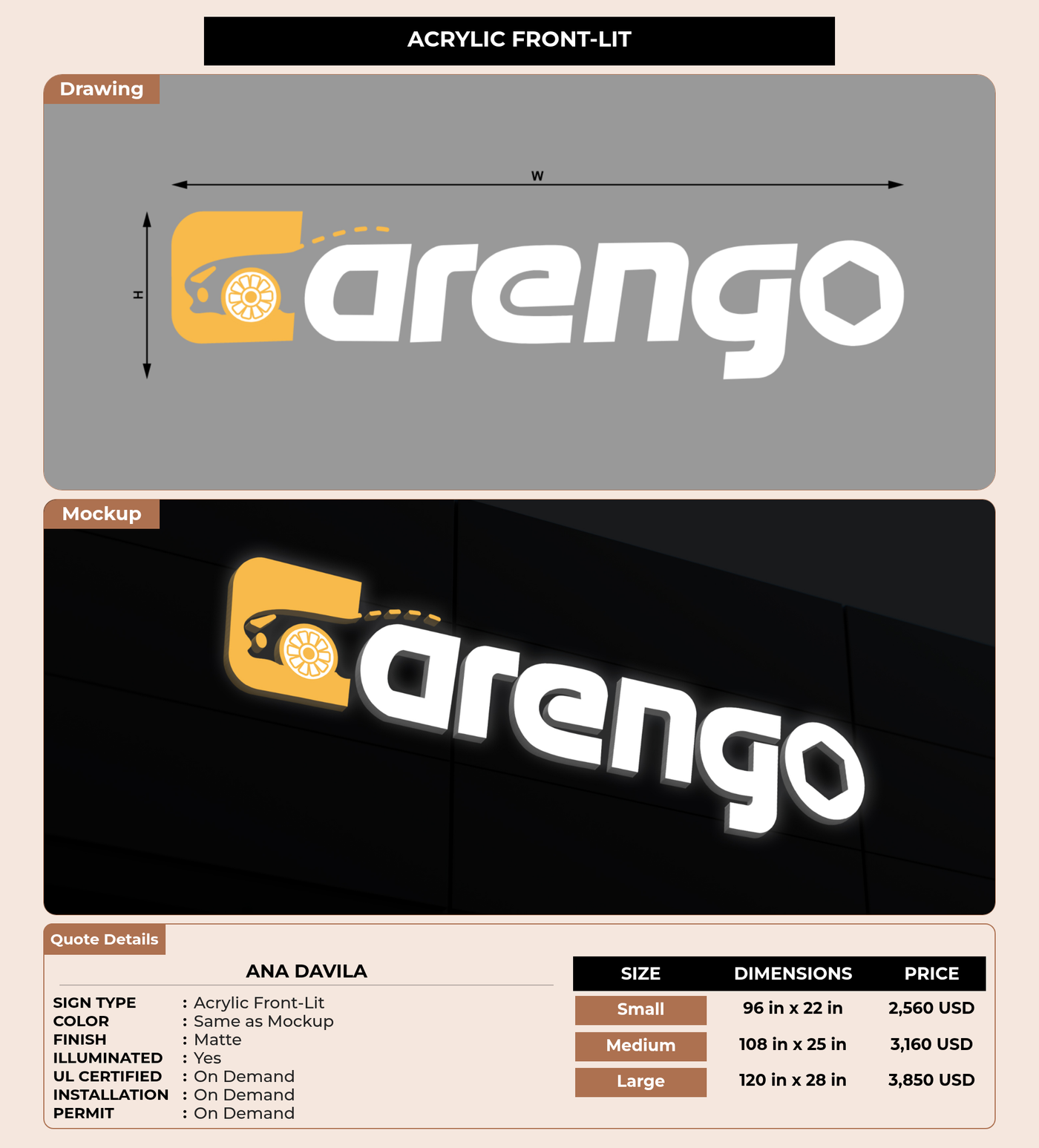 CUSTOM MOCKUP SIGN FOR ana davila