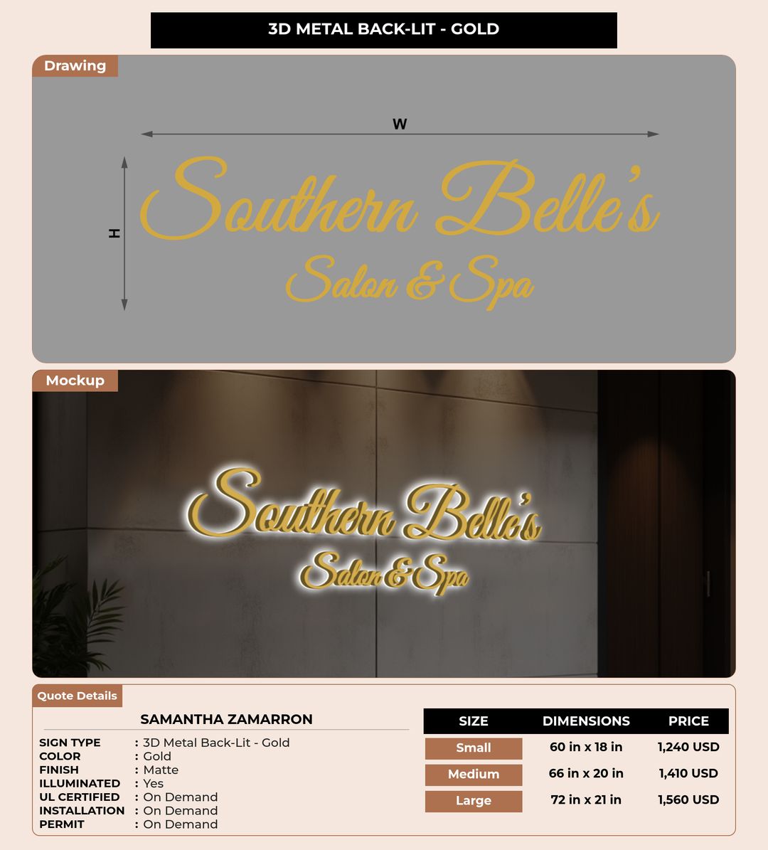 CUSTOM MOCKUP SIGN FOR Samantha Zamarron