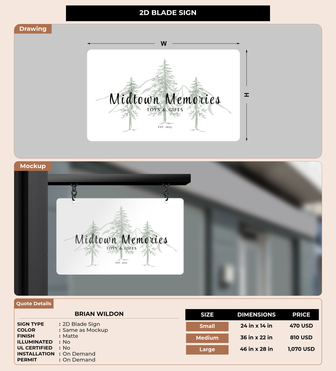 CUSTOM MOCKUP SIGN FOR Brian Wildon