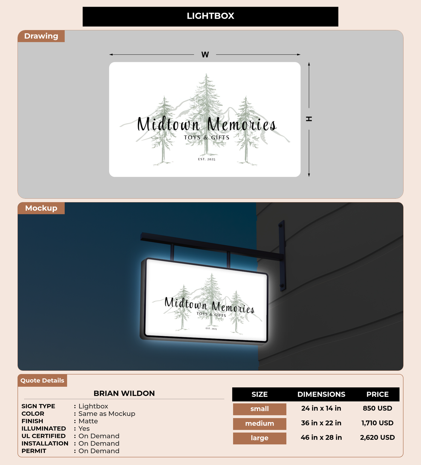 CUSTOM MOCKUP SIGN FOR Brian Wildon