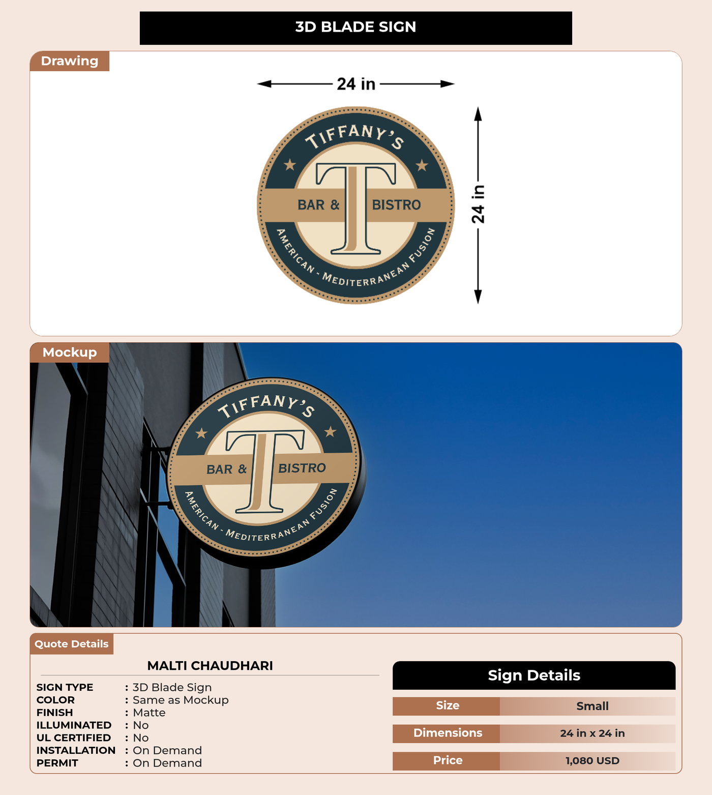 CUSTOM MOCKUP SIGN FOR Malti Chaudhari