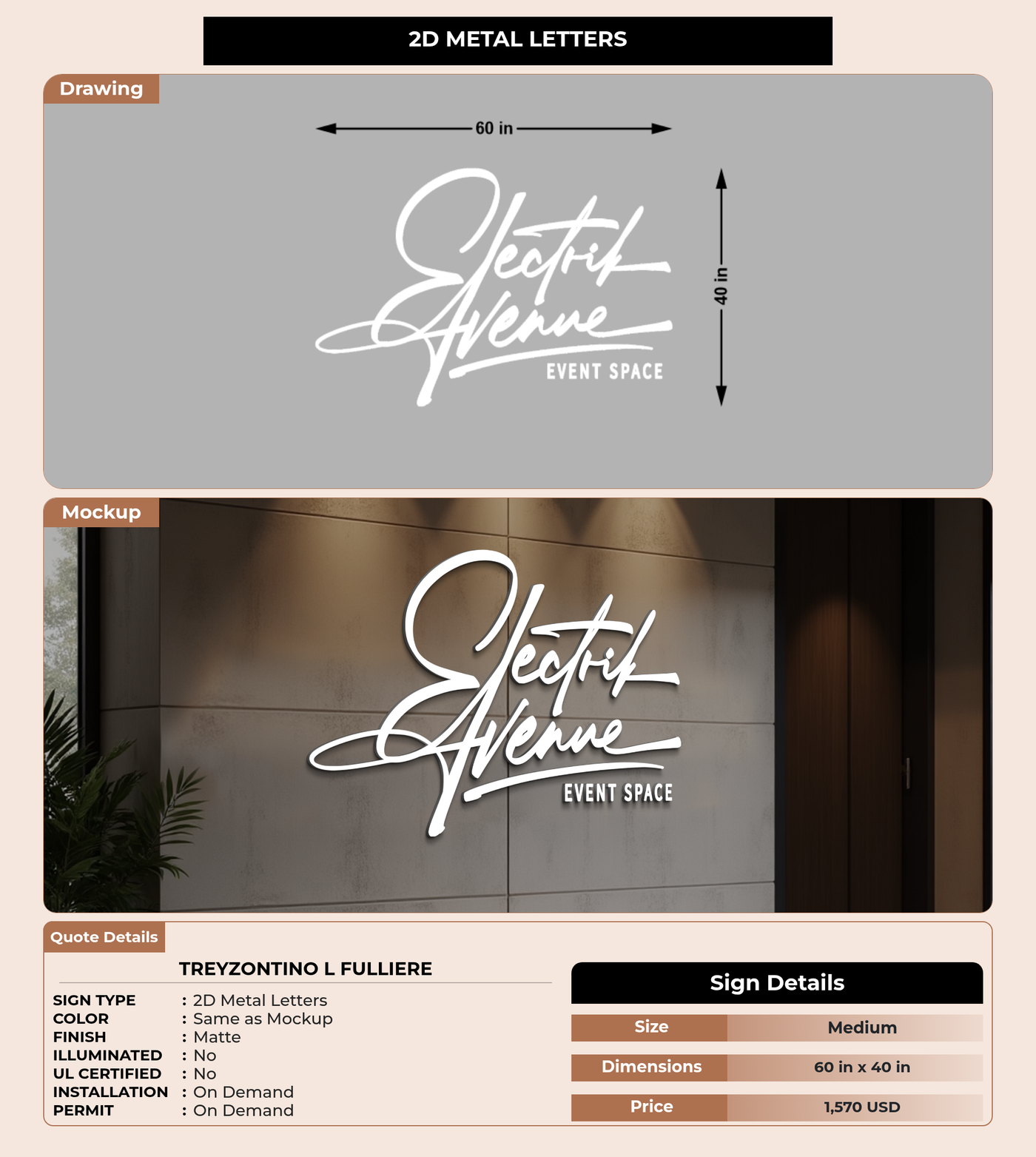 CUSTOM MOCKUP SIGN FOR TREYZONTINO L FULLIERE