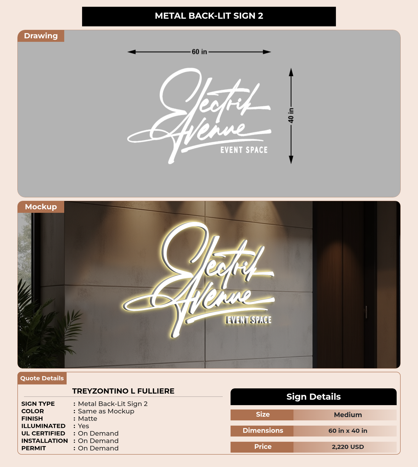 CUSTOM MOCKUP SIGN FOR TREYZONTINO L FULLIERE