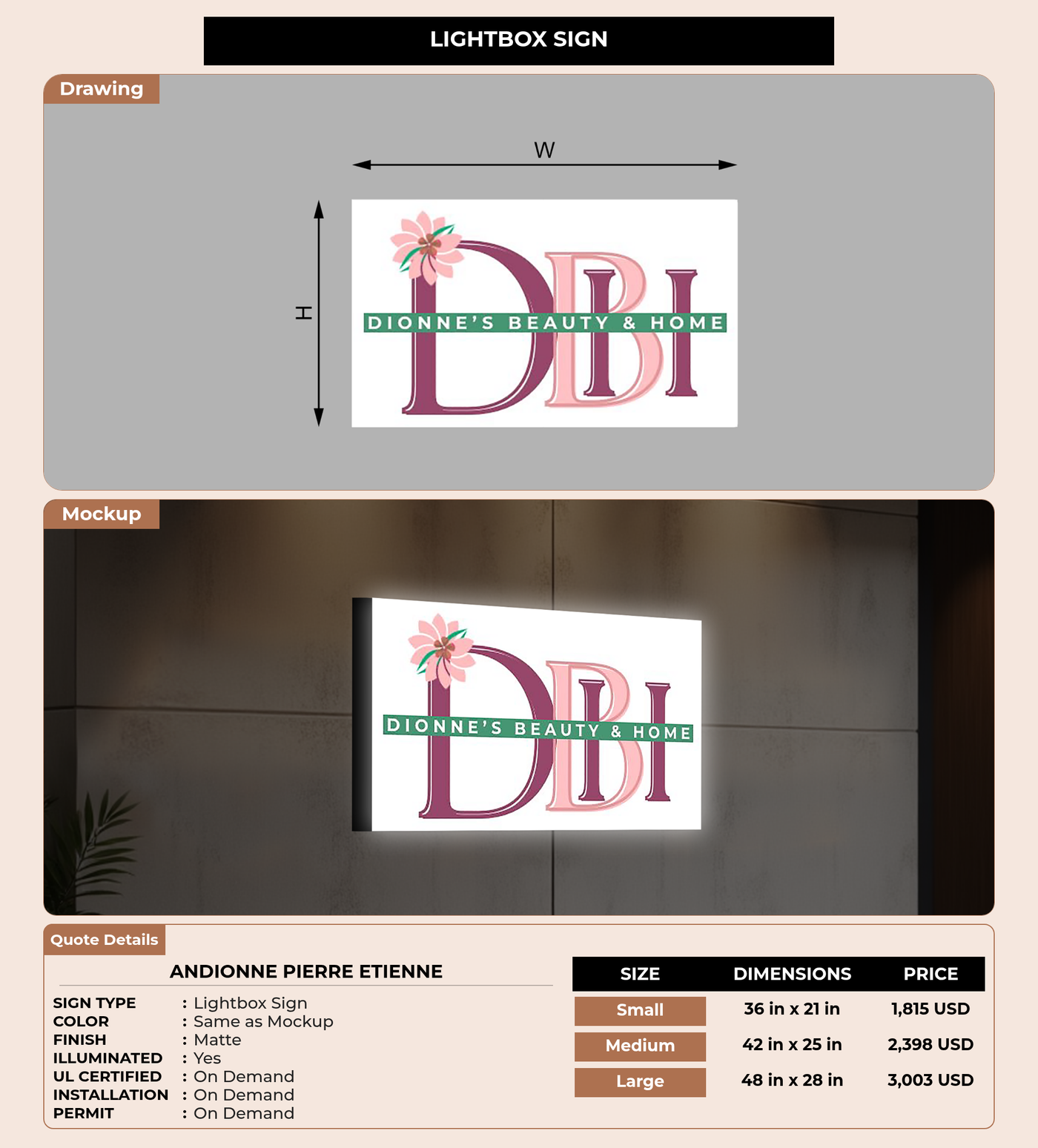 CUSTOM MOCKUP SIGN FOR Andionne Pierre Etienne