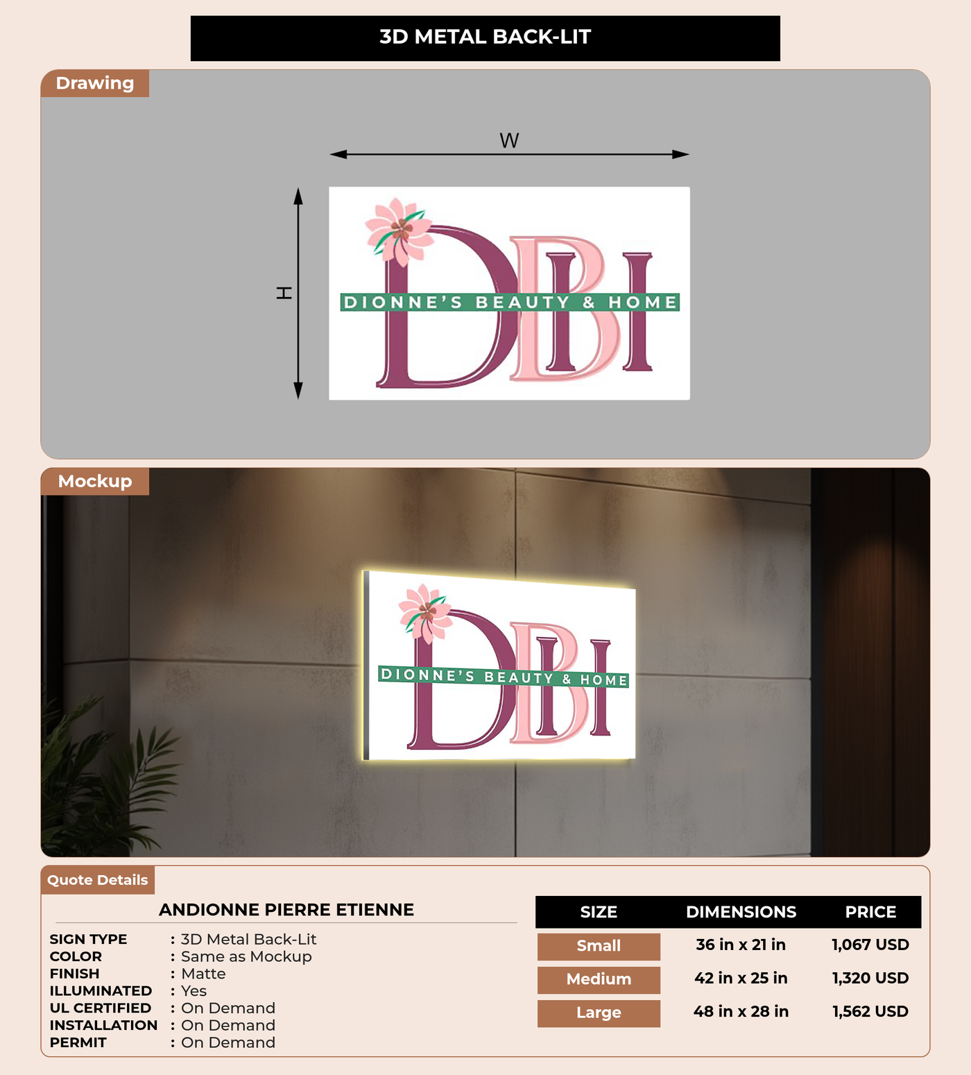 CUSTOM MOCKUP SIGN FOR Andionne Pierre Etienne