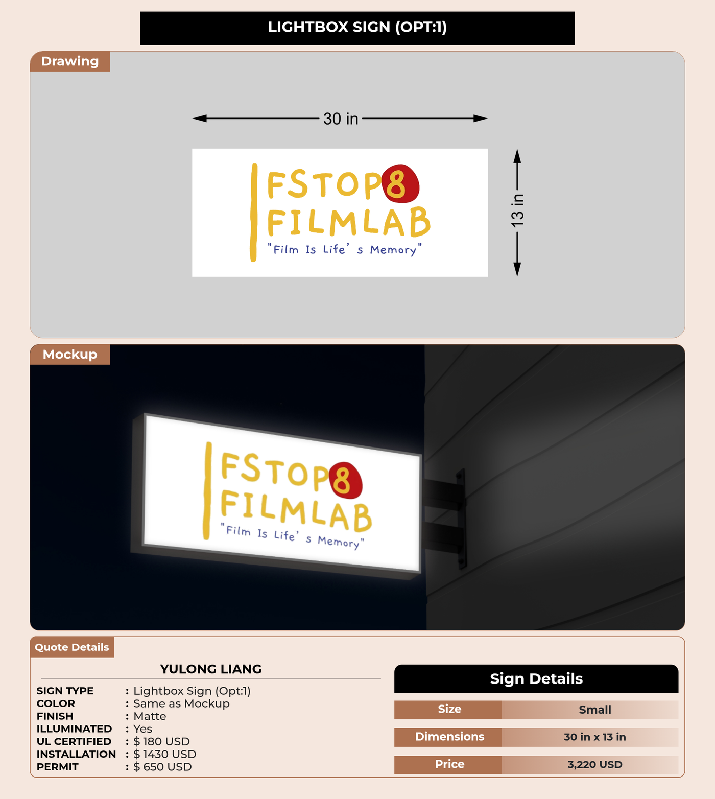 CUSTOM MOCKUP SIGN FOR Yulong Liang