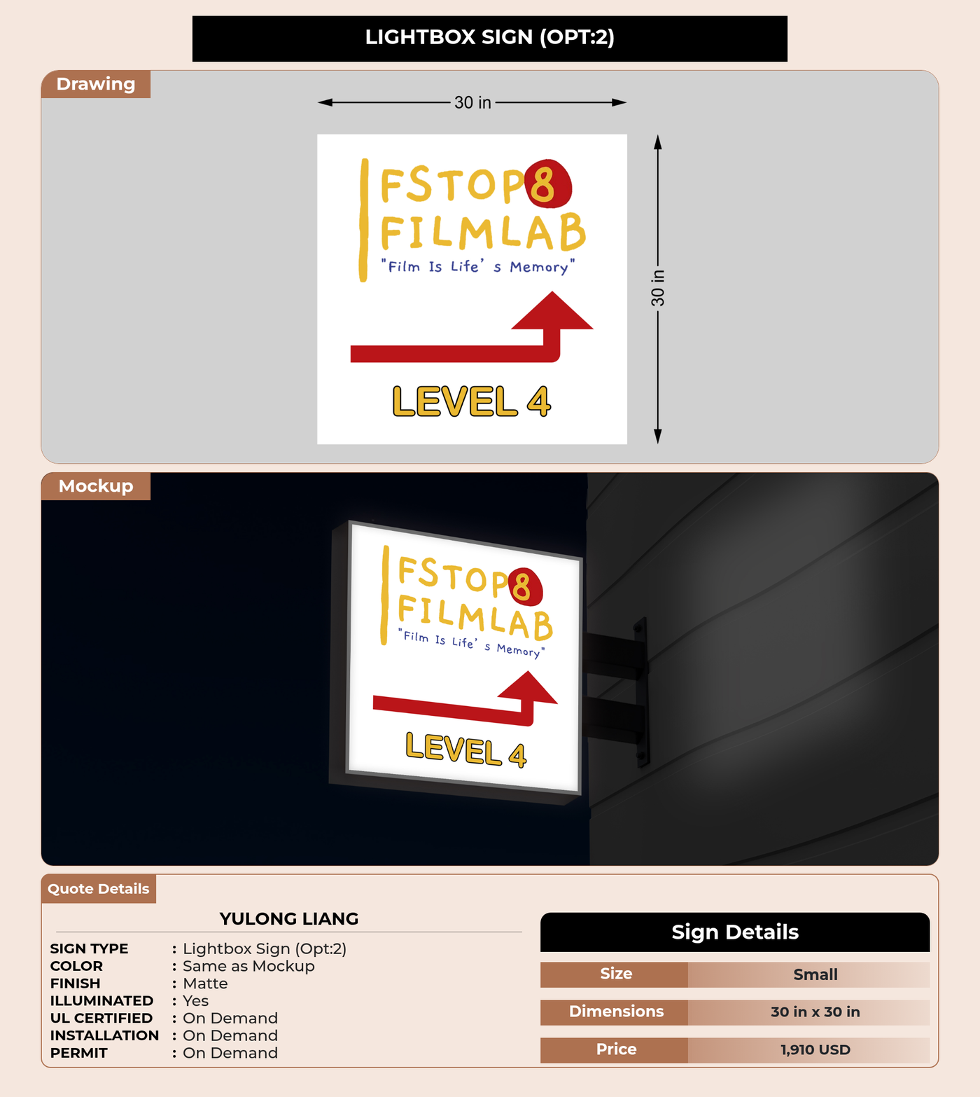 CUSTOM MOCKUP SIGN FOR Yulong Liang