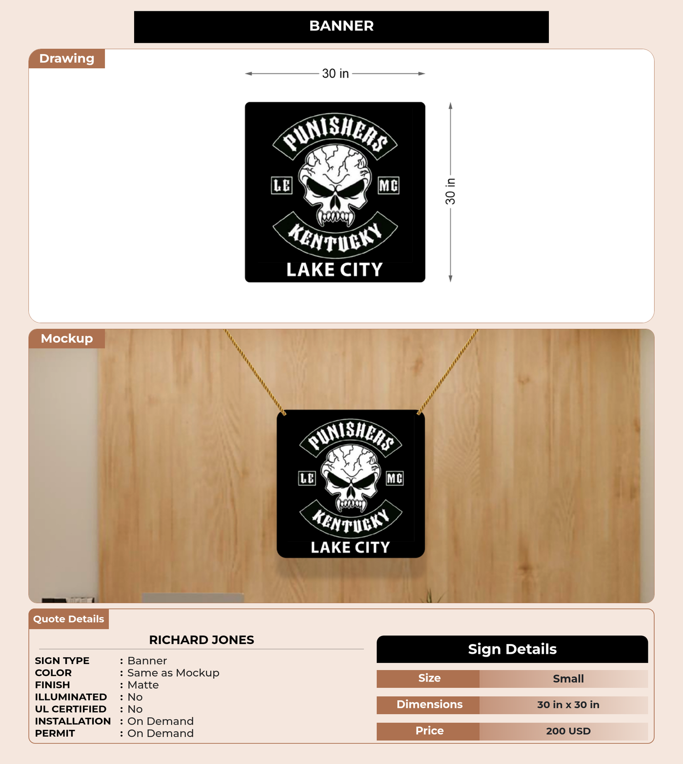 CUSTOM MOCKUP SIGN FOR Richard Jones