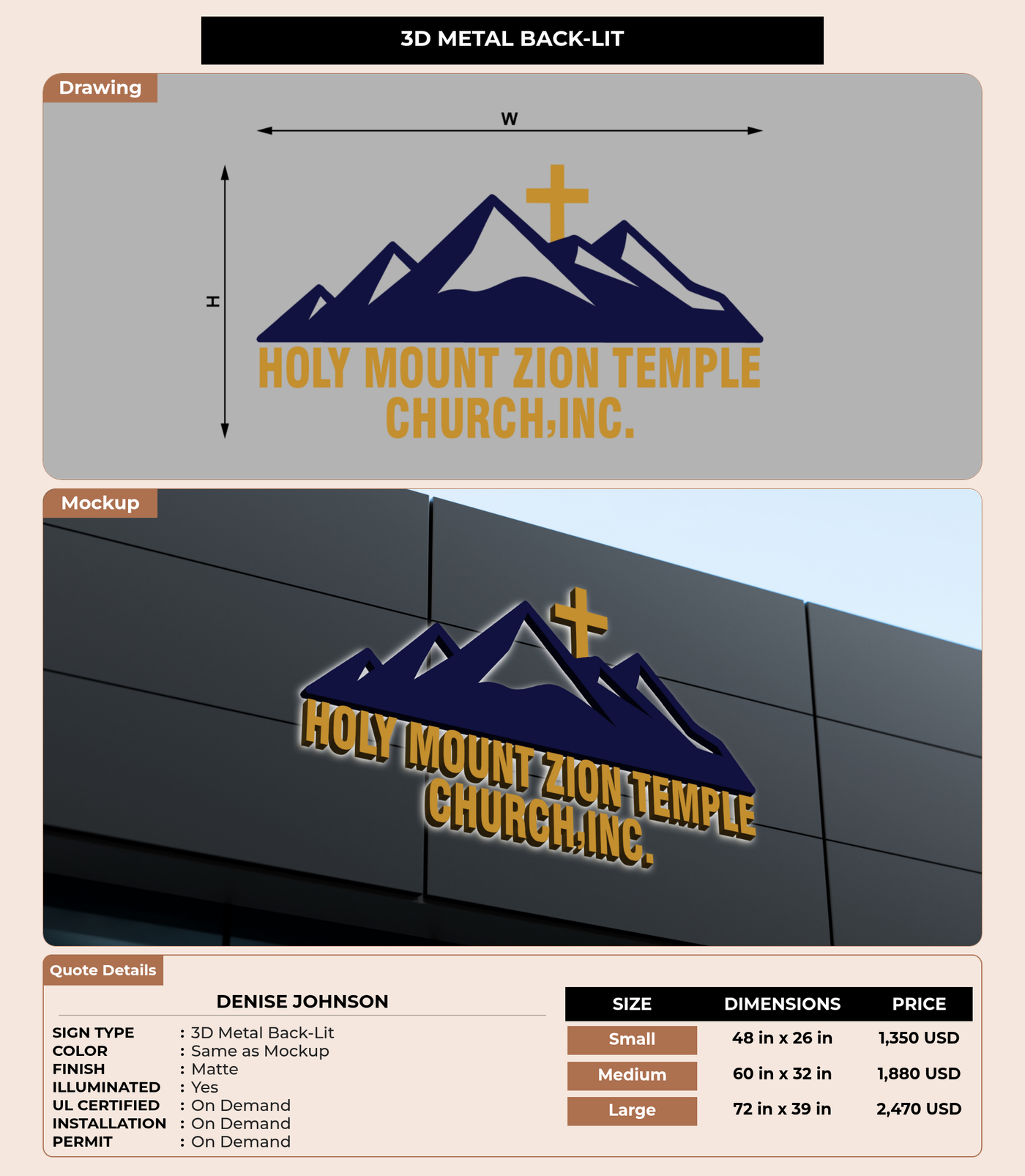 CUSTOM MOCKUP SIGN FOR Denise Johnson
