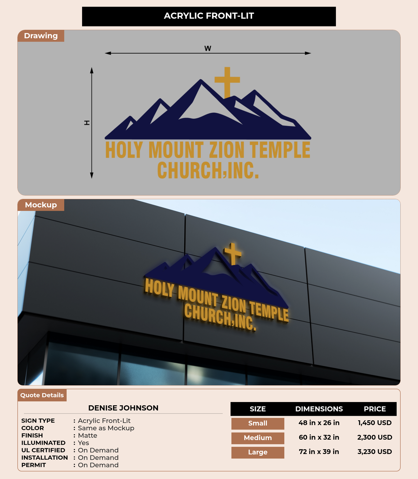 CUSTOM MOCKUP SIGN FOR Denise Johnson