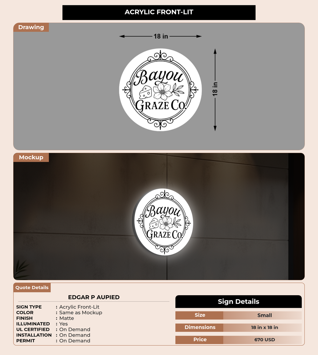 CUSTOM MOCKUP SIGN FOR Edgar P Aupied