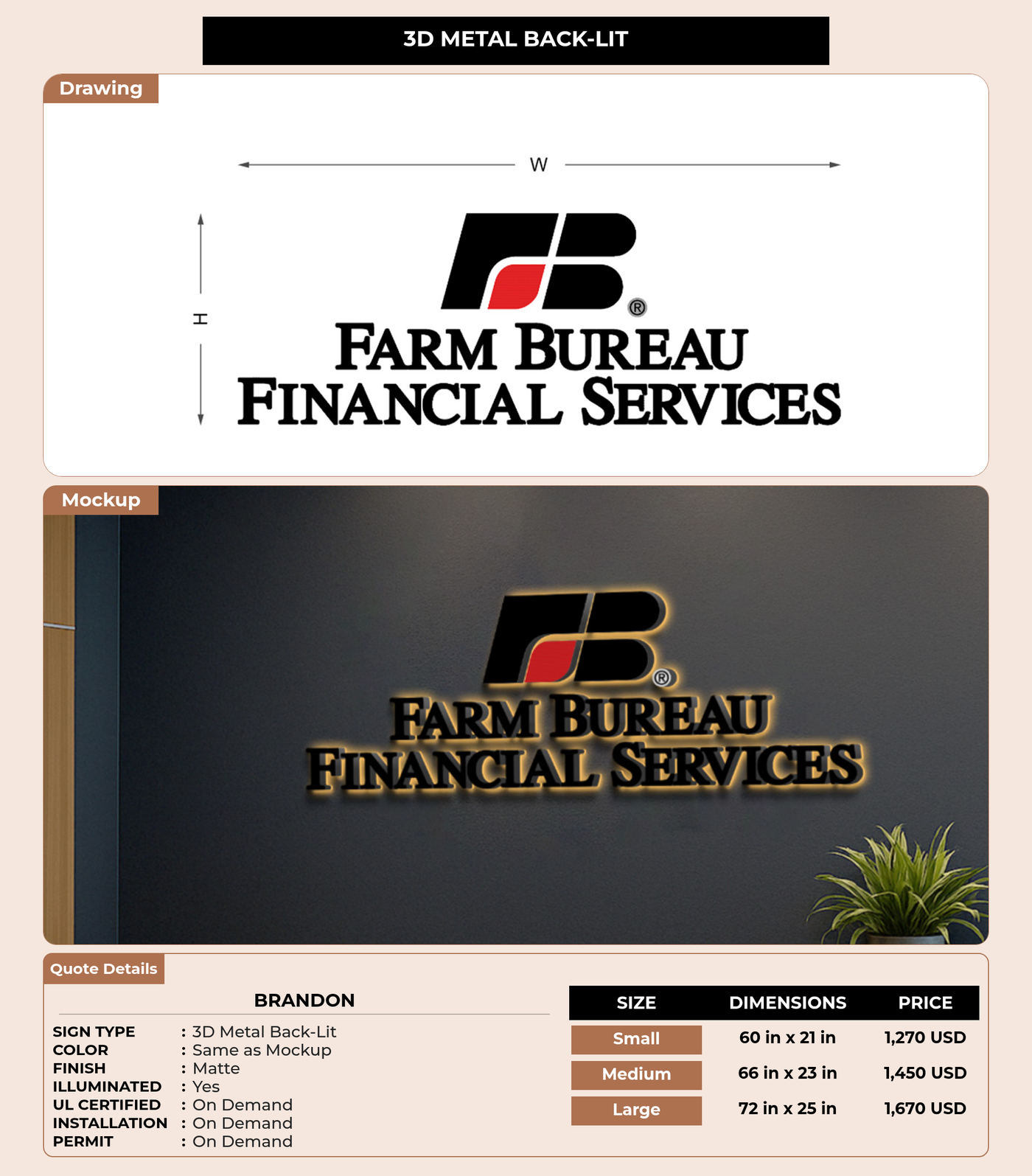 CUSTOM MOCKUP SIGN FOR Brandon