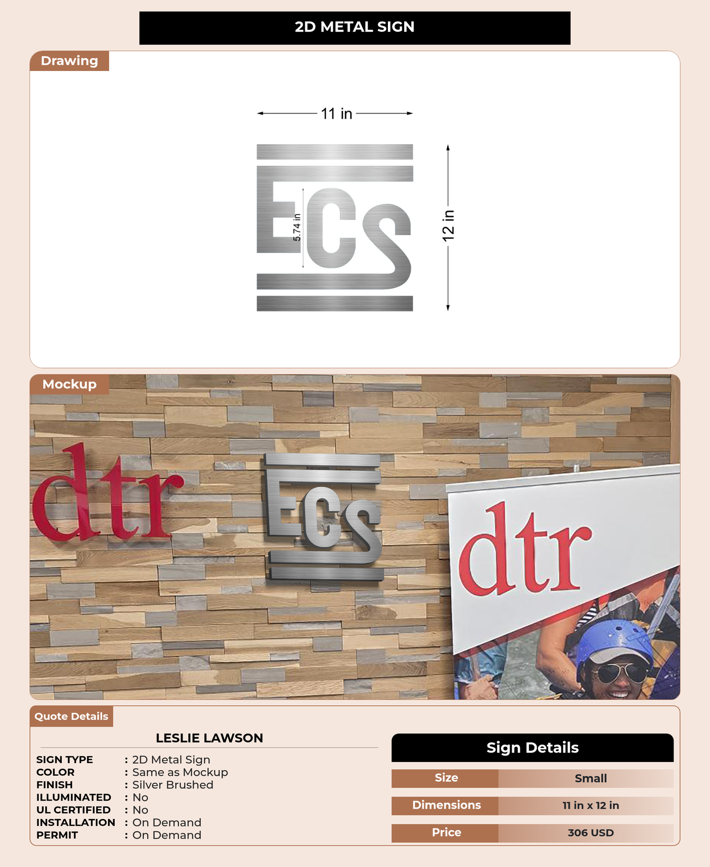 CUSTOM MOCKUP SIGN FOR Leslie Lawson